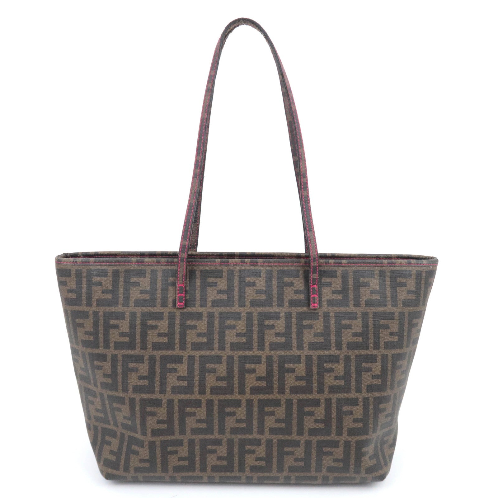 FENDI Zucca PVC Tote Bag Brown Black Pink 8BH198