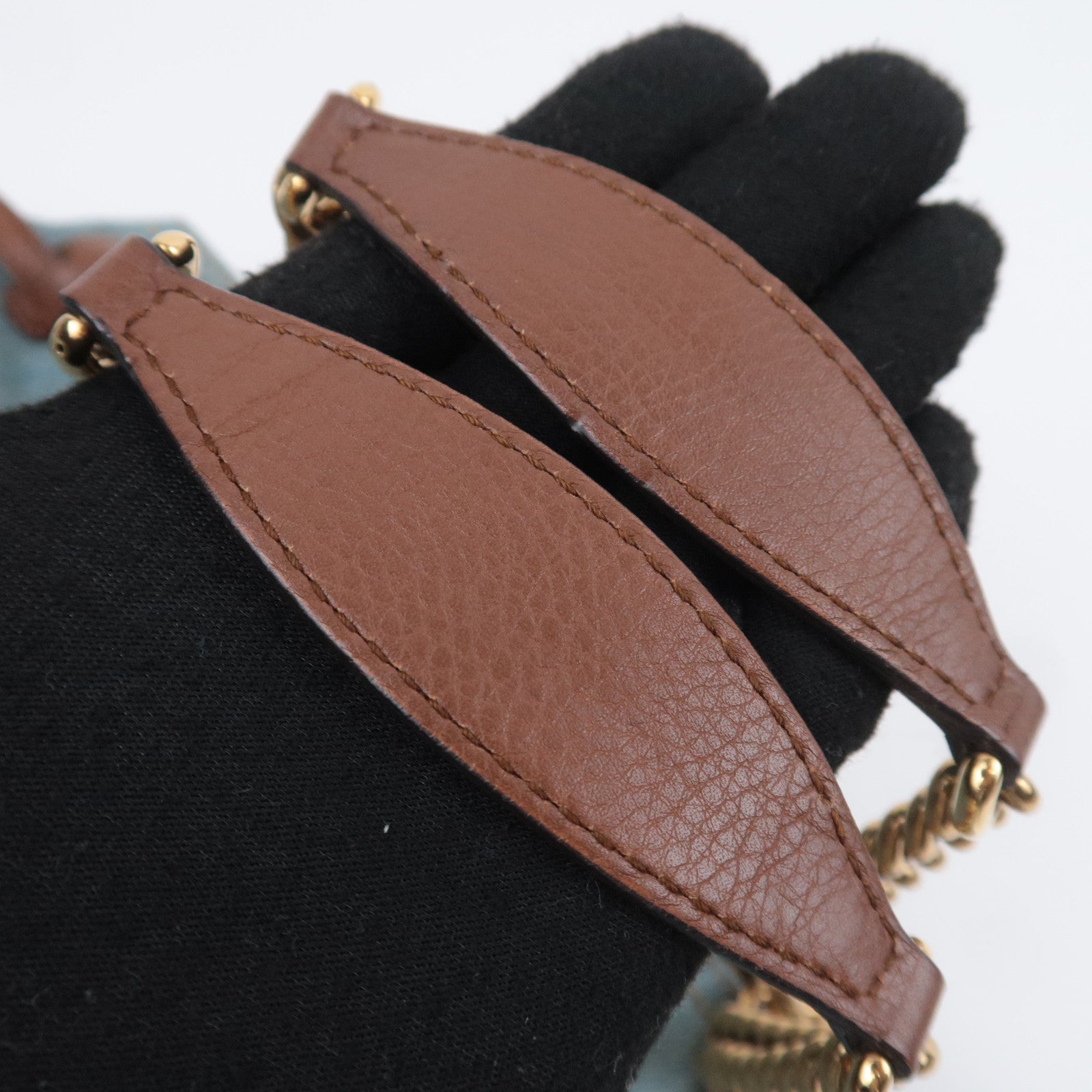 GUCCI Soho Interlocking G Denim Chain Shoulder Bag 308982