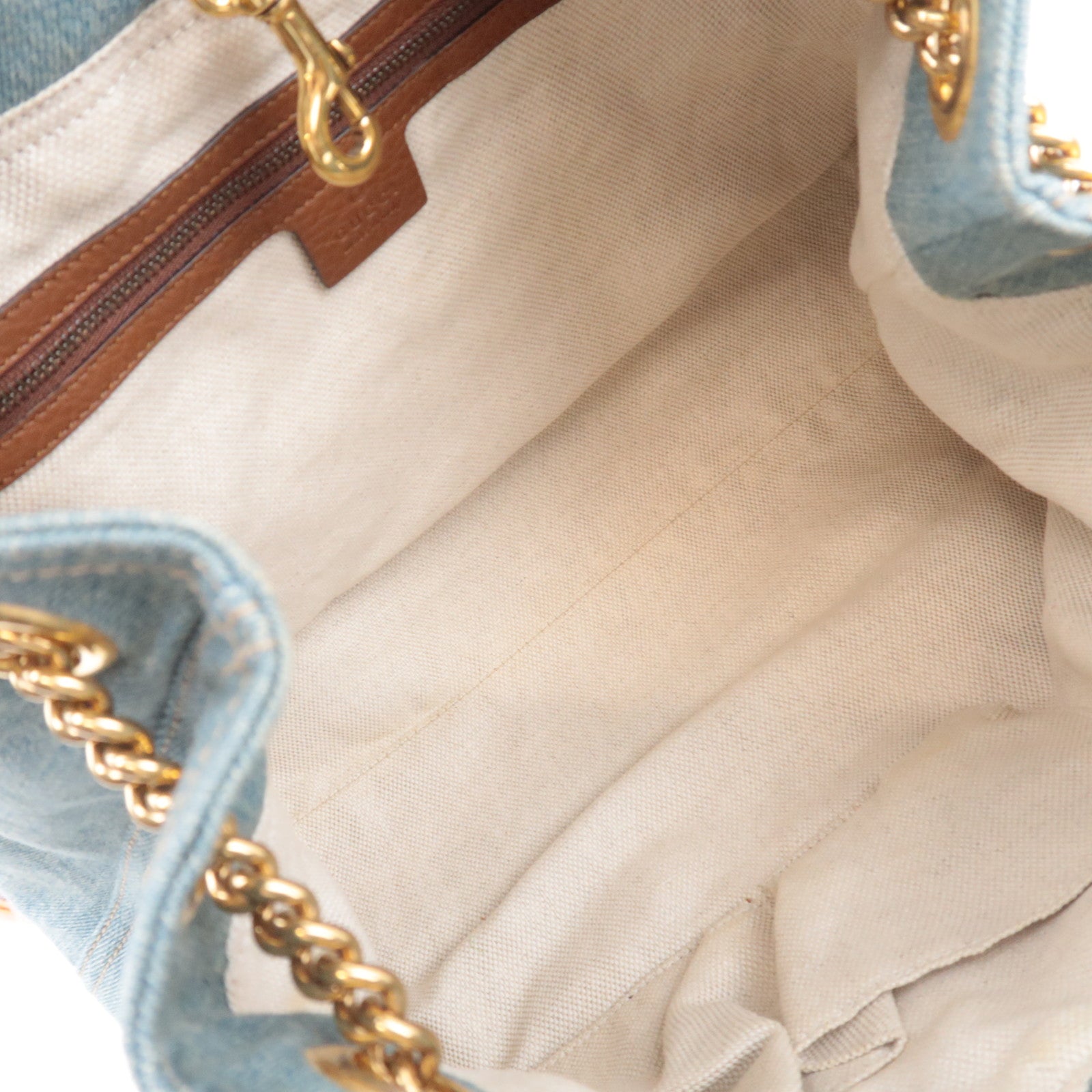 GUCCI Soho Interlocking G Denim Chain Shoulder Bag 308982