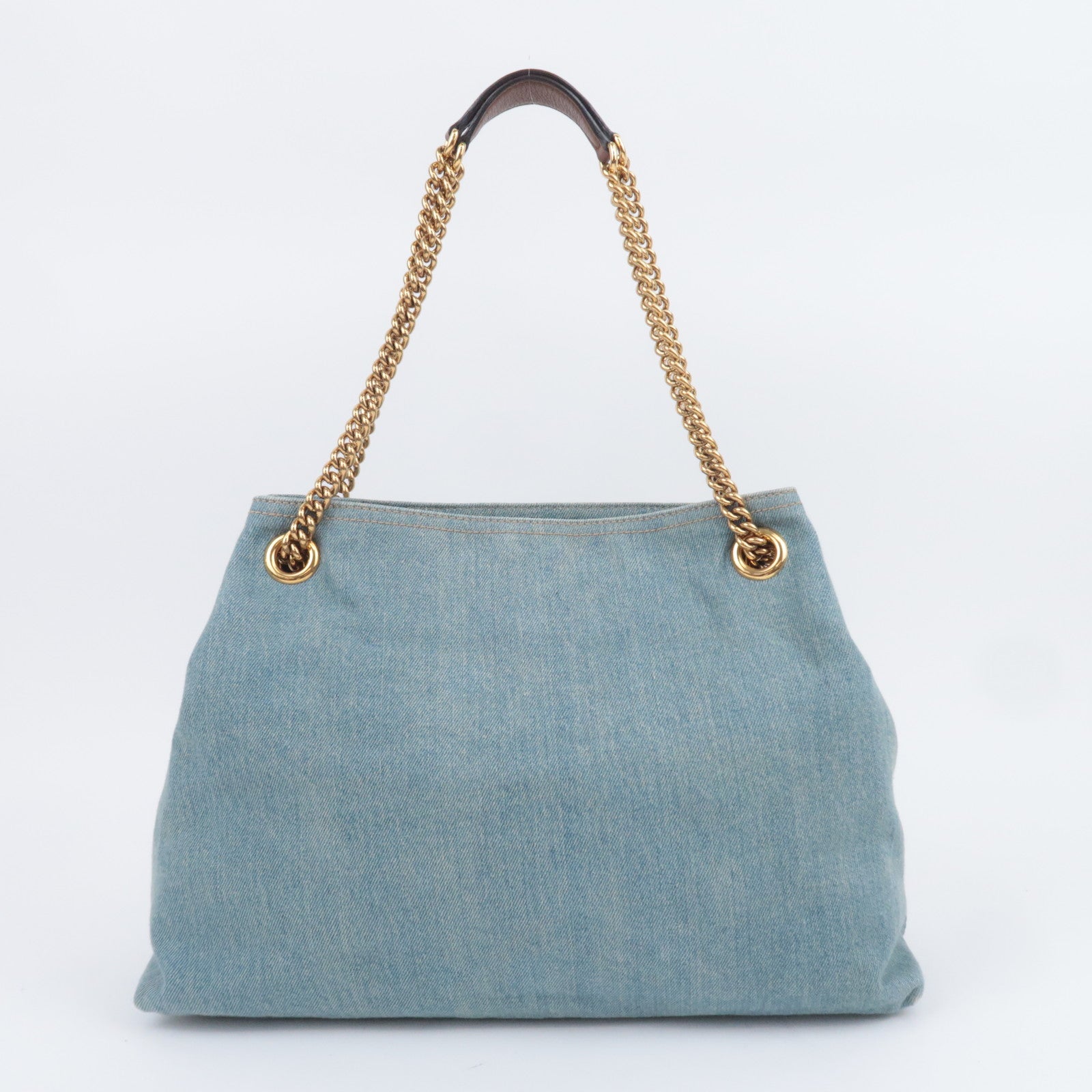 GUCCI Soho Interlocking G Denim Chain Shoulder Bag 308982