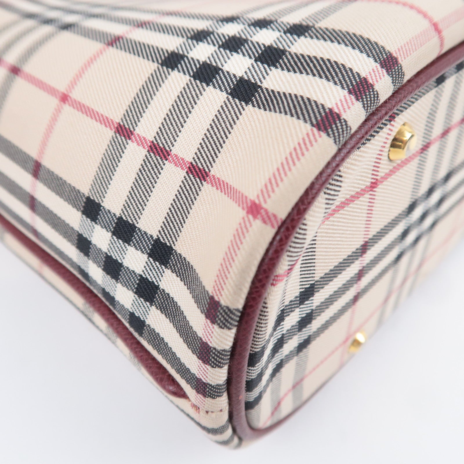 BURBERRY Nova Plaid Canvas Leather Tote Bag Beige