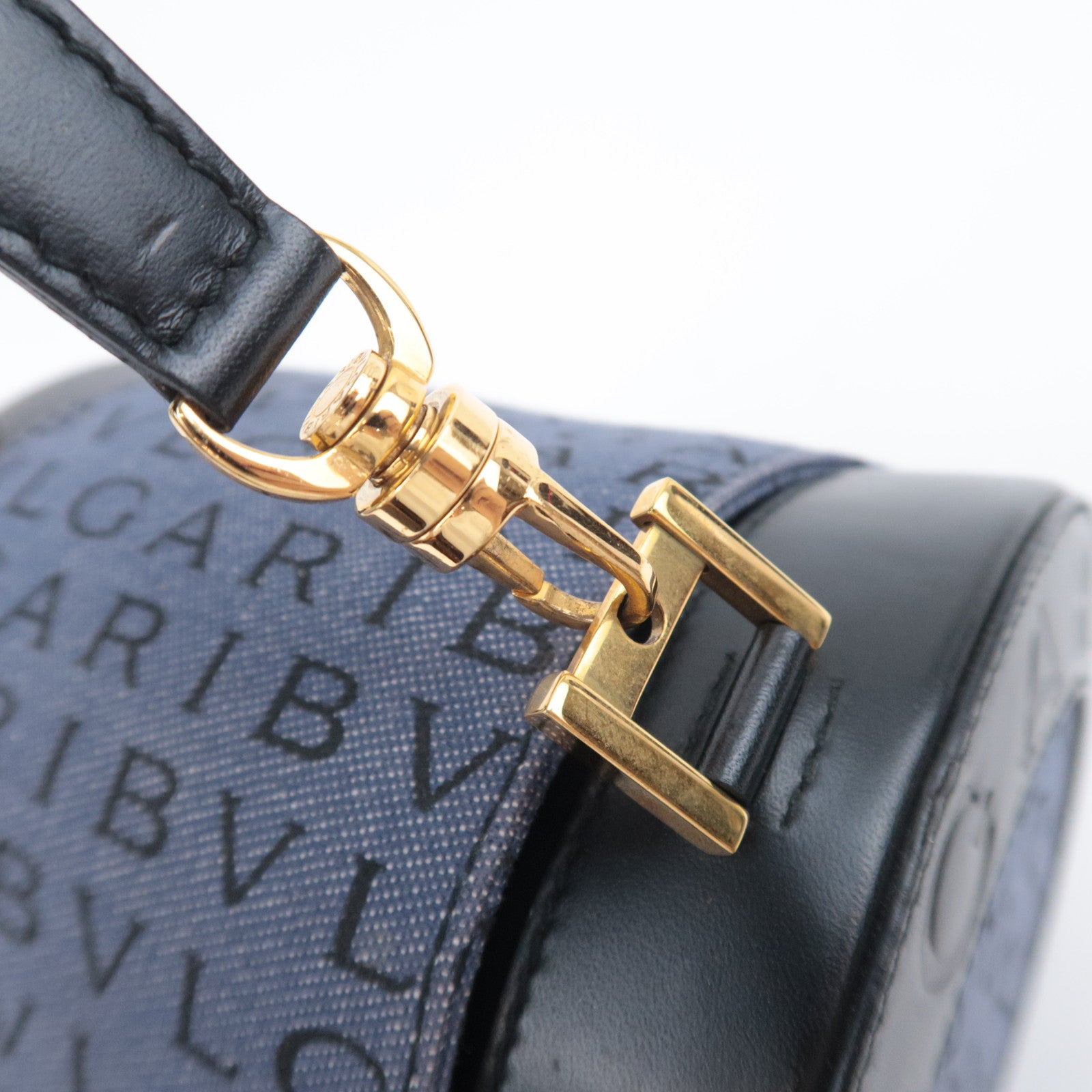 BVLGARI B-Zero1 Logo Mania Barrel Bag Denim Blue
