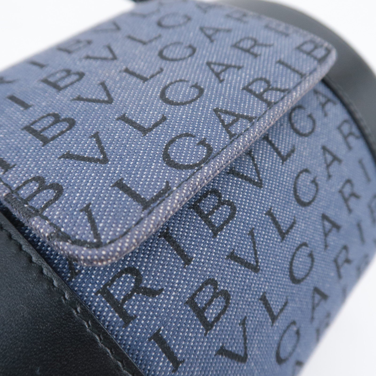 BVLGARI B-Zero1 Logo Mania Barrel Bag Denim Blue