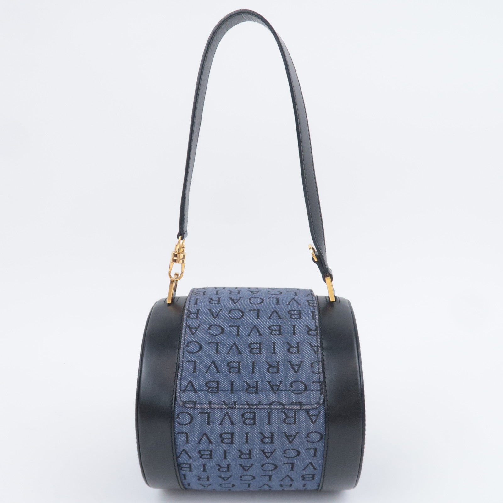 BVLGARI B-Zero1 Logo Mania Barrel Bag Denim Blue