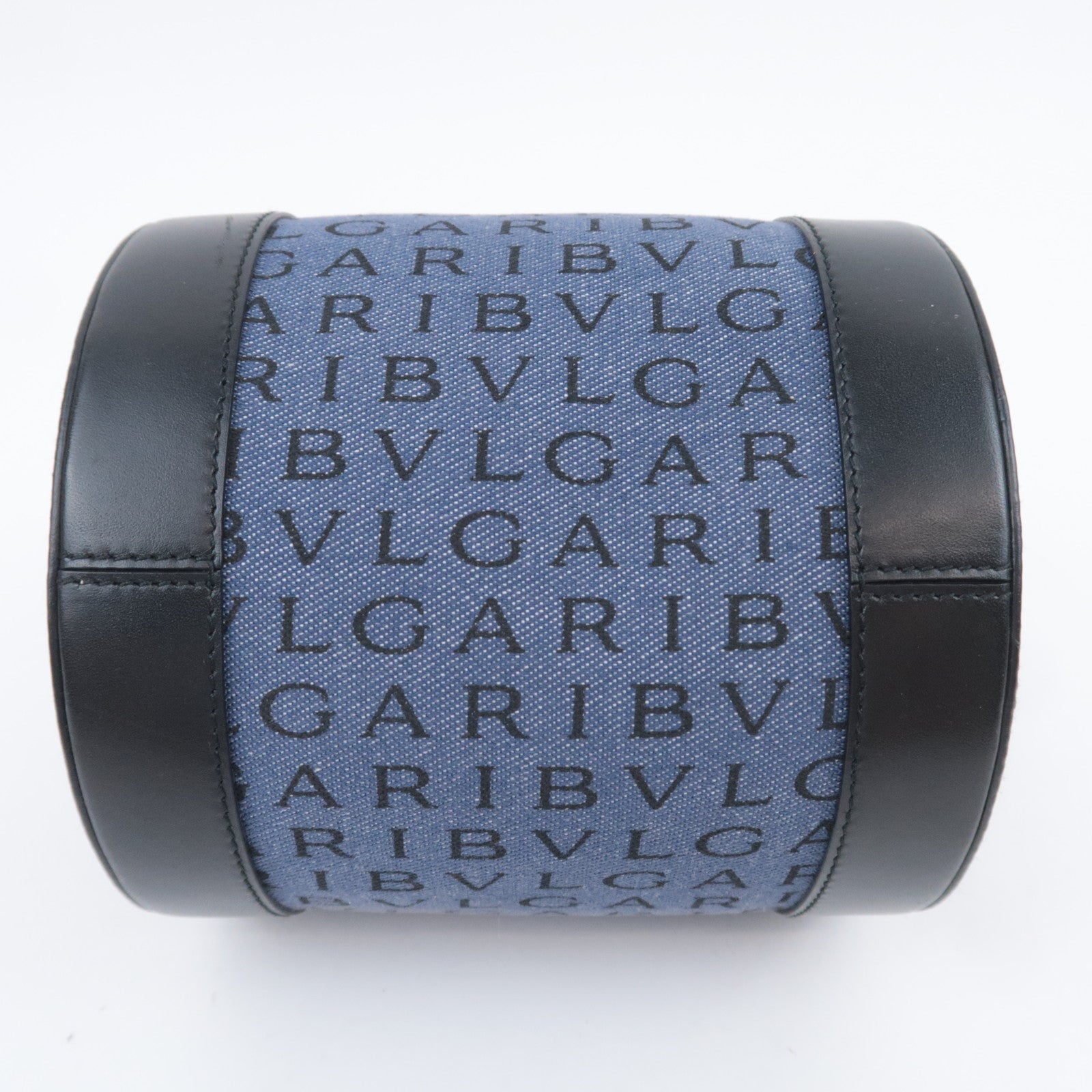 BVLGARI B-Zero1 Logo Mania Barrel Bag Denim Blue