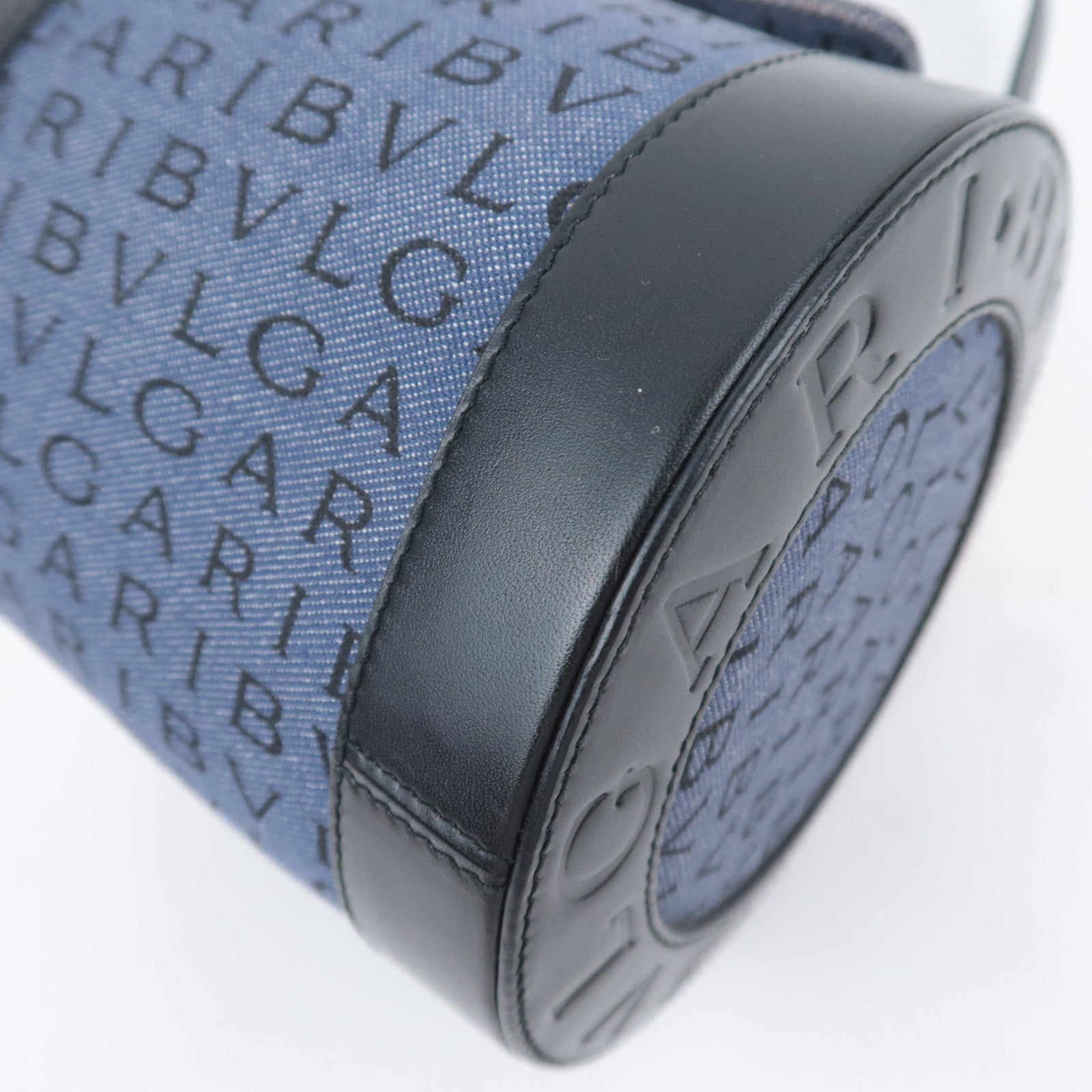 BVLGARI B-Zero1 Logo Mania Barrel Bag Denim Blue