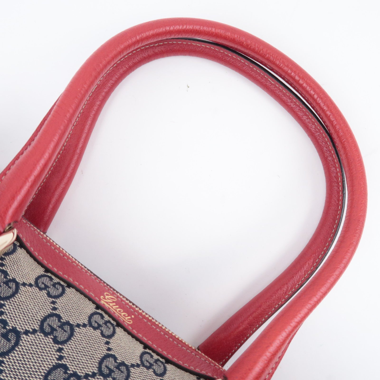 GUCCI Abby Shoulder Bag GG Canvas Leather Beige Navy Red 130942