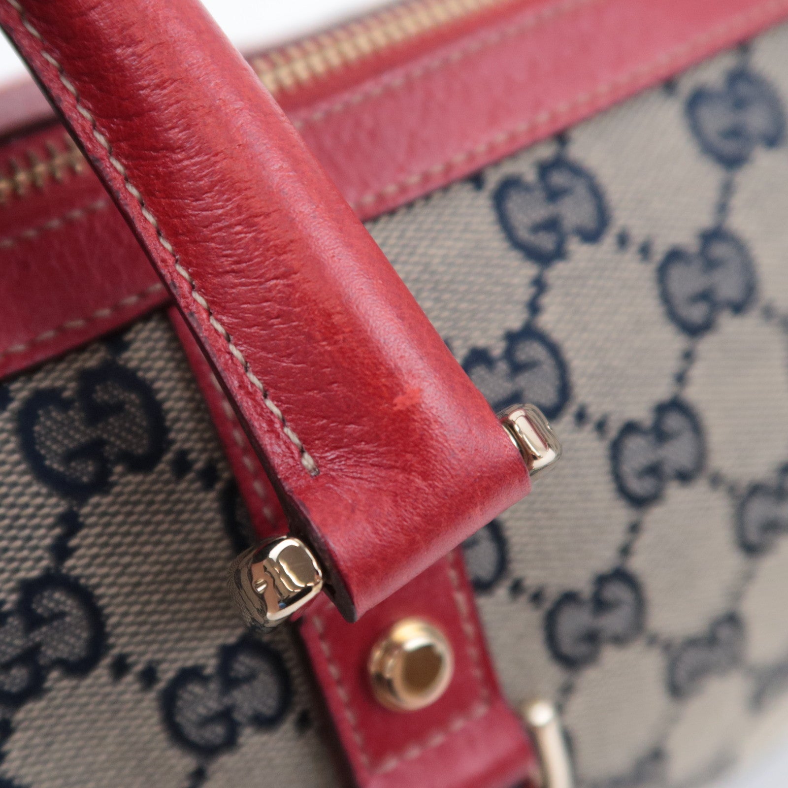 GUCCI Abby Shoulder Bag GG Canvas Leather Beige Navy Red 130942