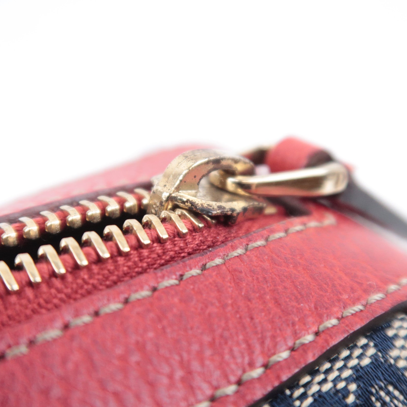 GUCCI Abby Shoulder Bag GG Canvas Leather Beige Navy Red 130942