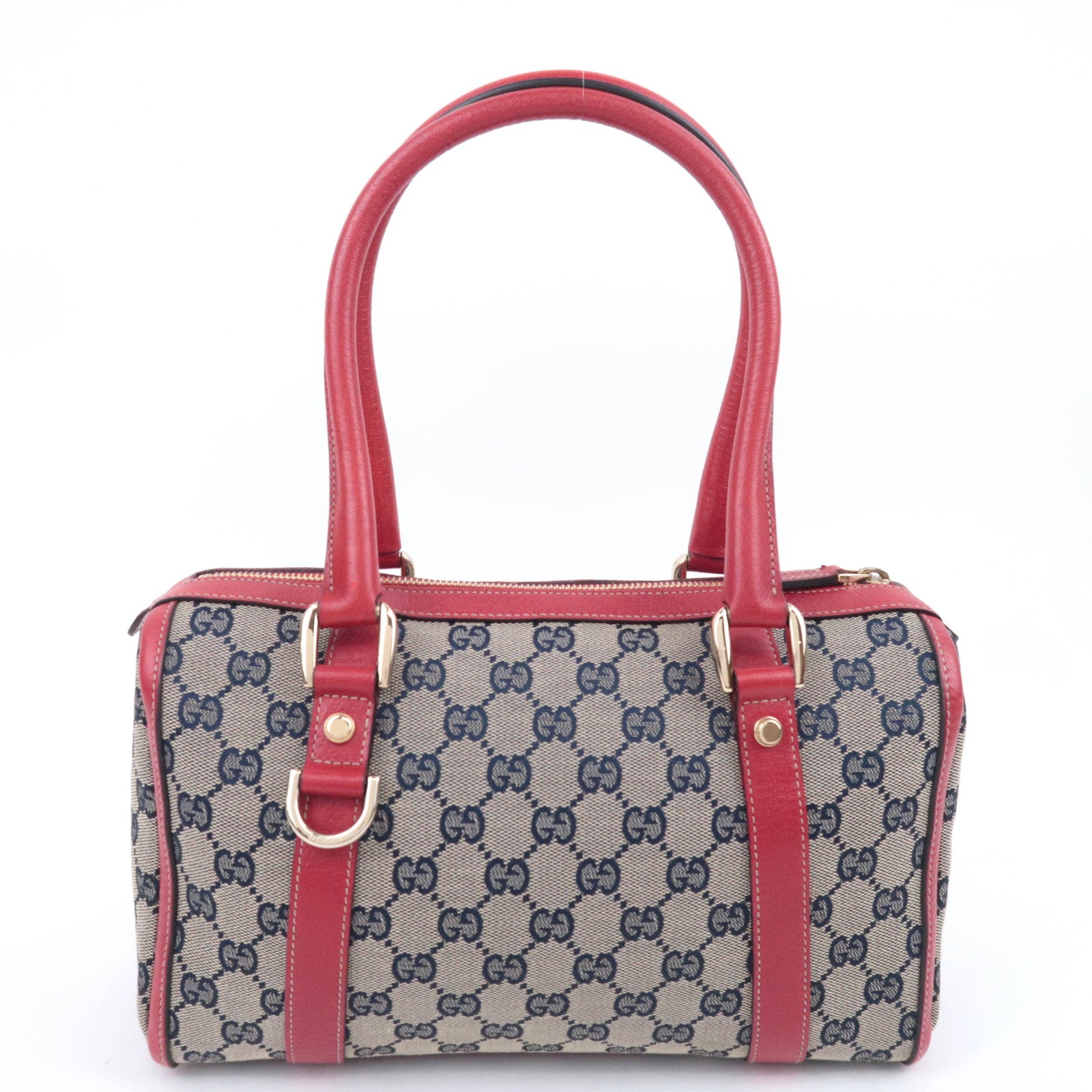 GUCCI Abby Shoulder Bag GG Canvas Leather Beige Navy Red 130942