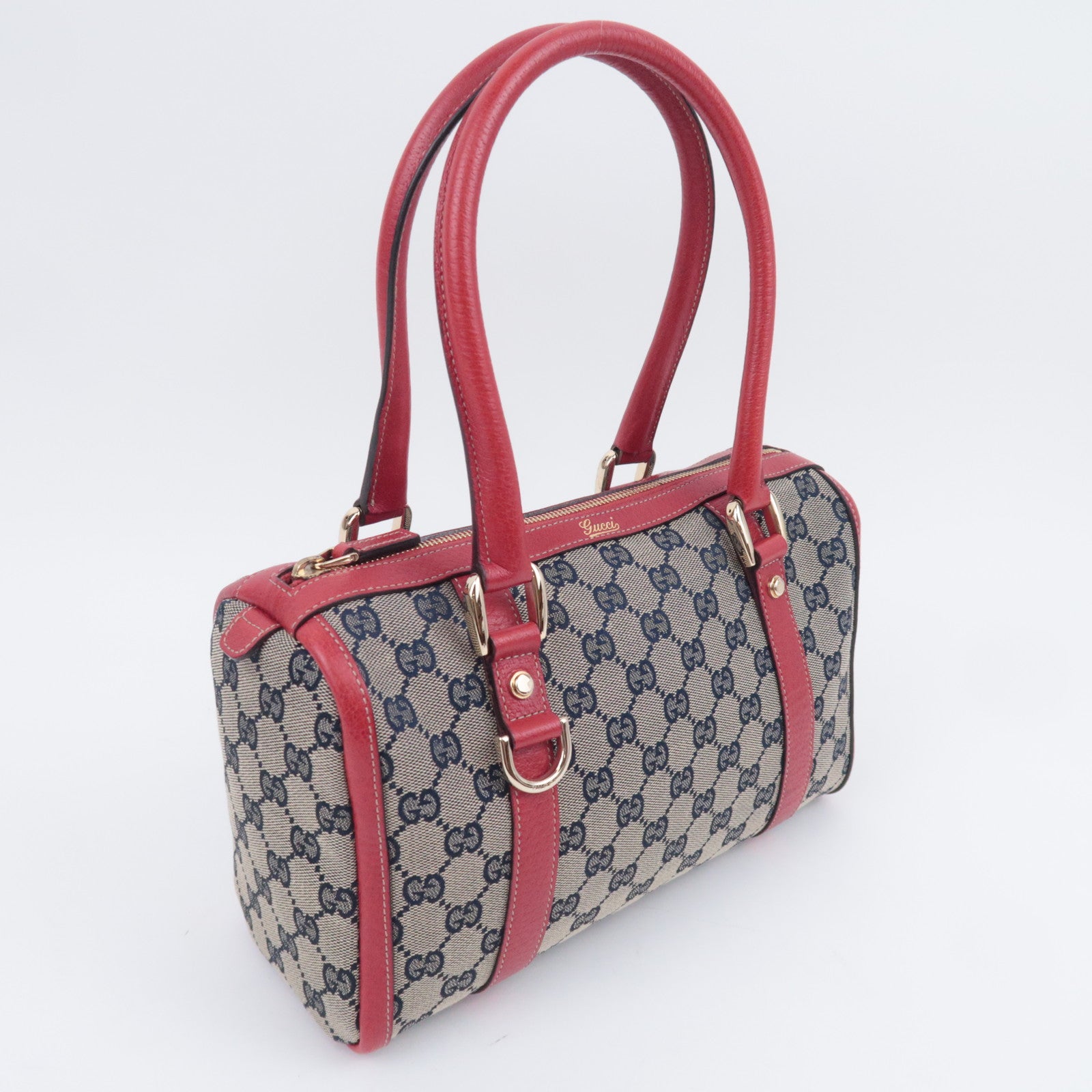 GUCCI Abby Shoulder Bag GG Canvas Leather Beige Navy Red 130942