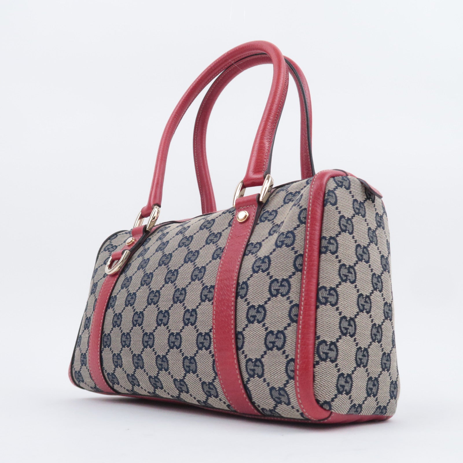 GUCCI Abby Shoulder Bag GG Canvas Leather Beige Navy Red 130942