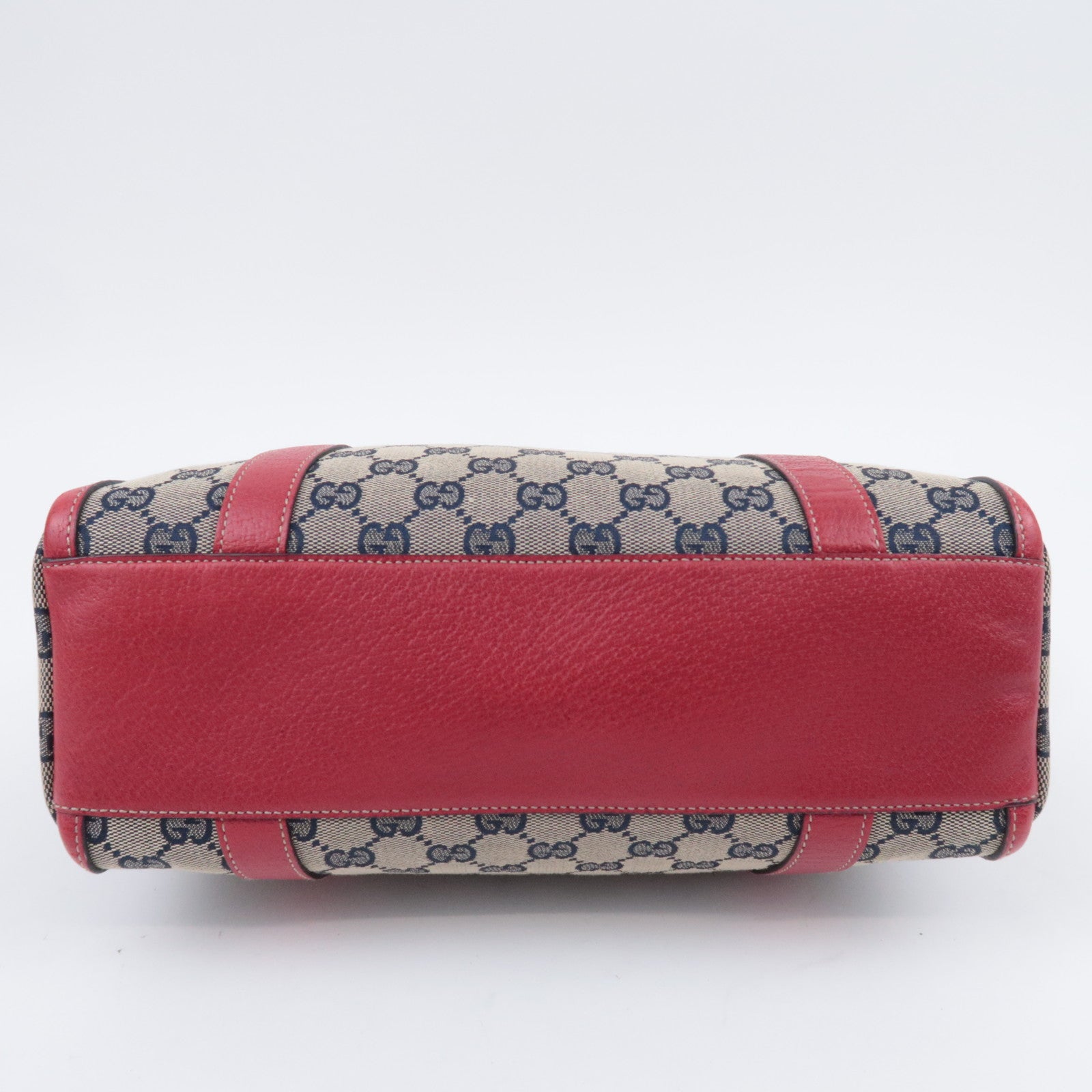 GUCCI Abby Shoulder Bag GG Canvas Leather Beige Navy Red 130942