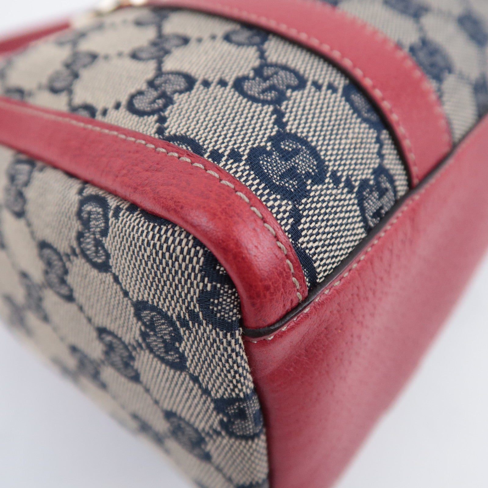 GUCCI Abby Shoulder Bag GG Canvas Leather Beige Navy Red 130942