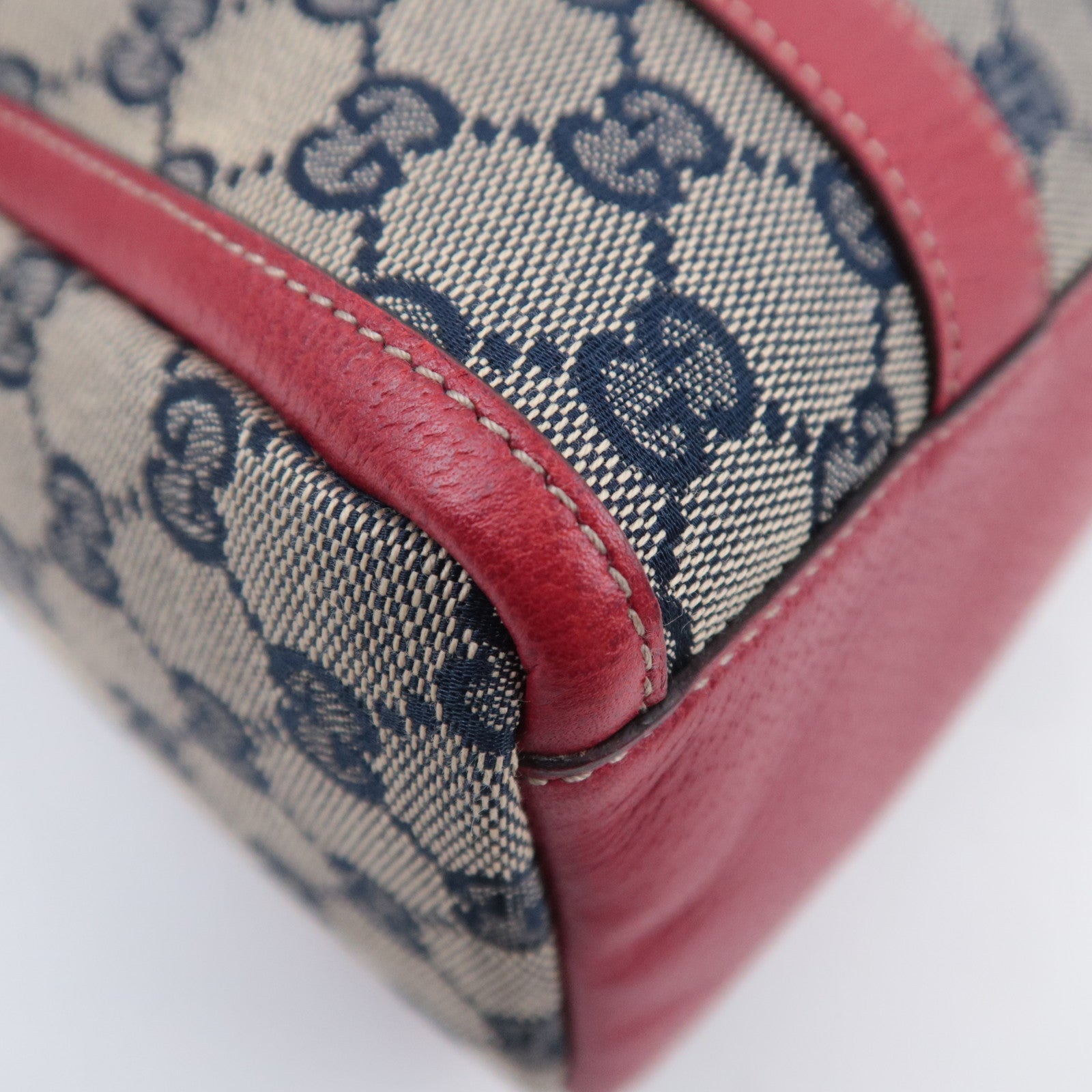 GUCCI Abby Shoulder Bag GG Canvas Leather Beige Navy Red 130942