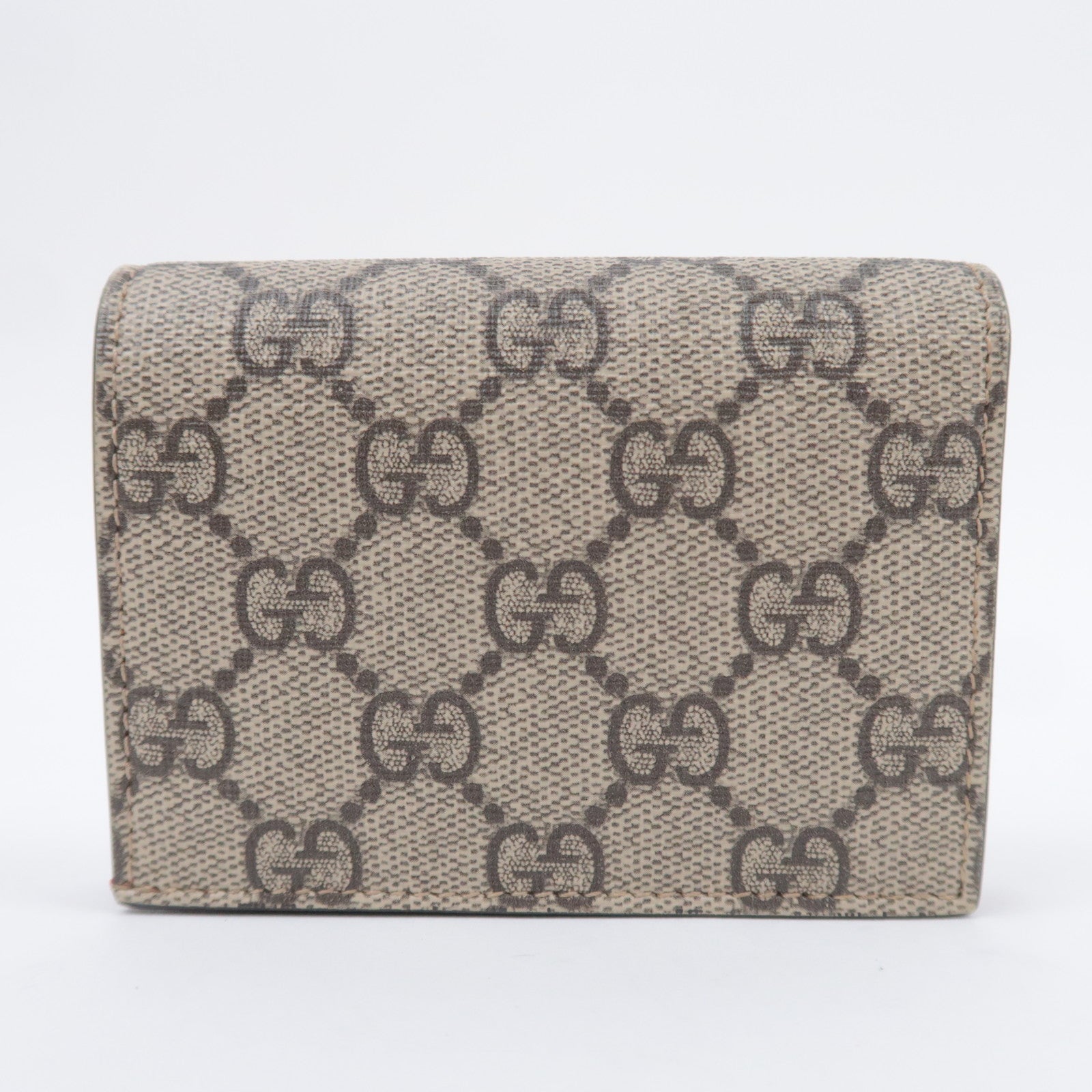 GUCCI Cherry Bi-Fold Wallet GG Supreme Beige Red 476050