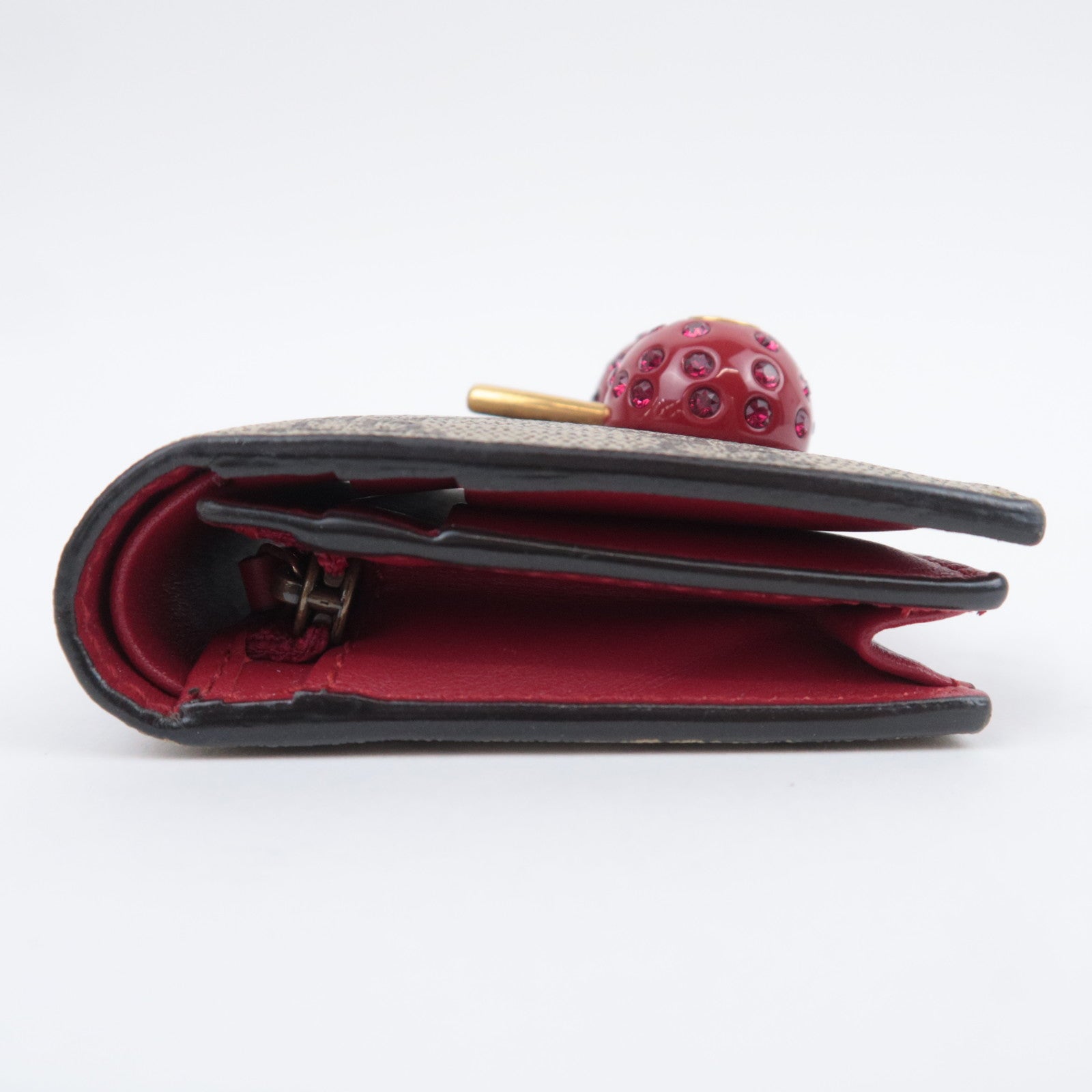 GUCCI Cherry Bi-Fold Wallet GG Supreme Beige Red 476050