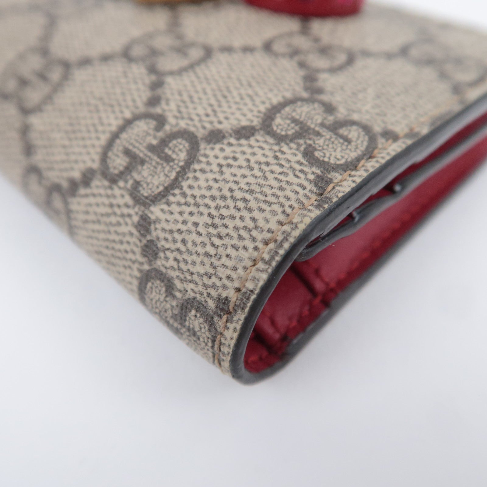 GUCCI Cherry Bi-Fold Wallet GG Supreme Beige Red 476050