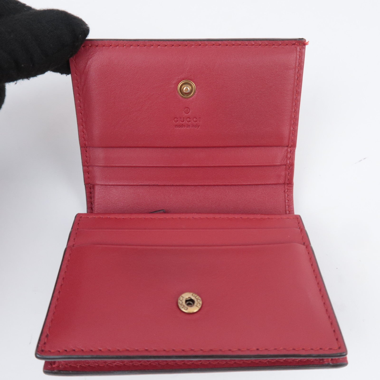 GUCCI Cherry Bi-Fold Wallet GG Supreme Beige Red 476050