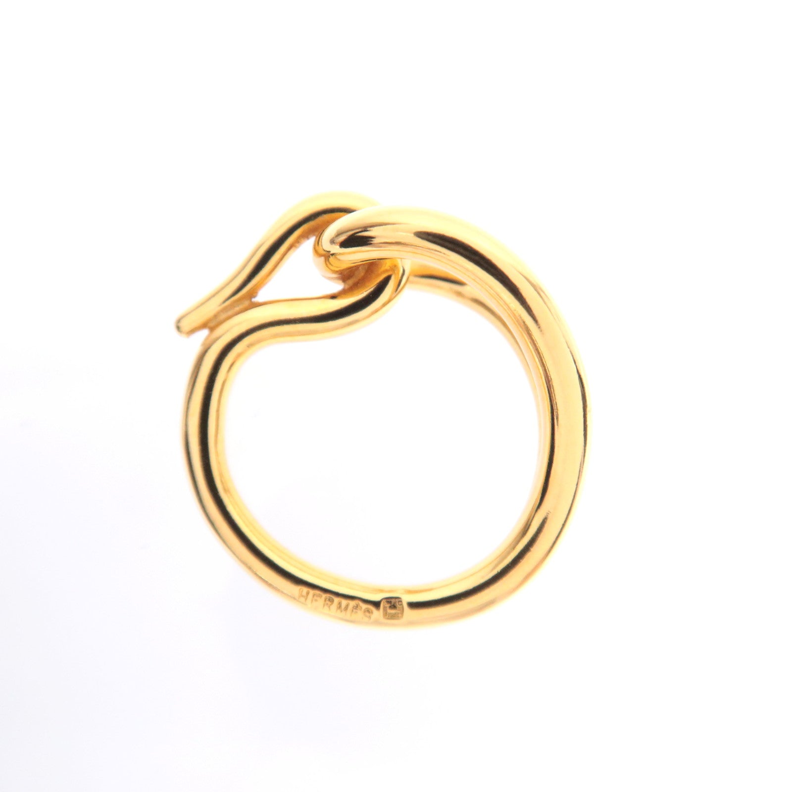 HERMES Jumbo Scarf Ring Gold Color