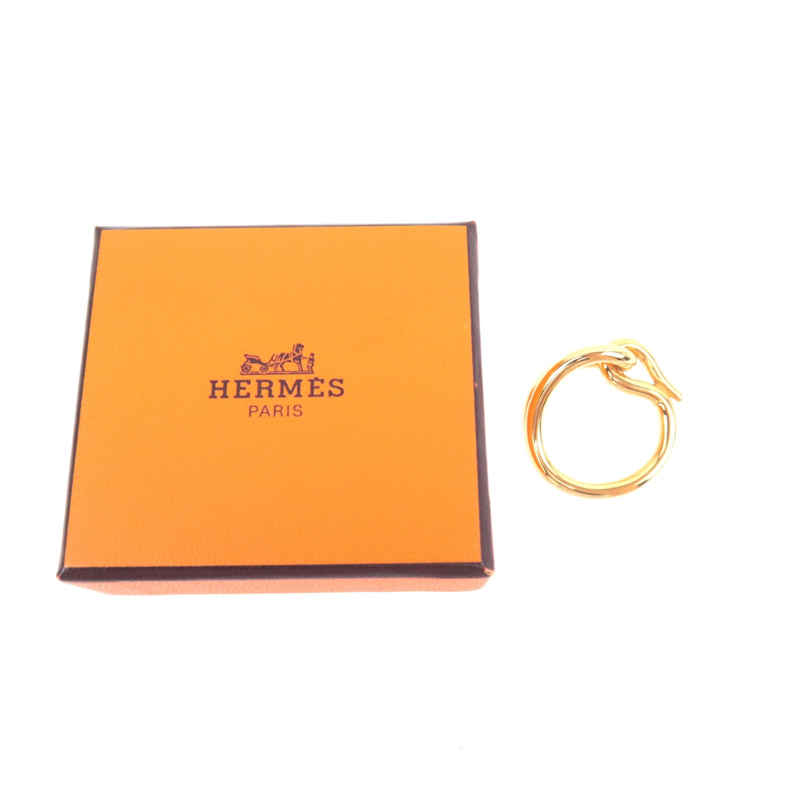 HERMES Jumbo Scarf Ring Gold Color