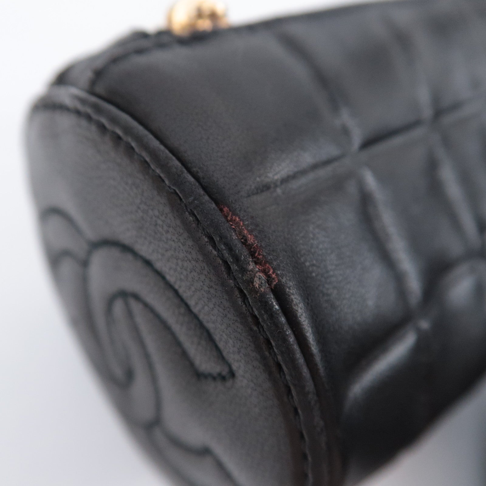 CHANEL Chocolate Bar Clutch Pouch Lambskin Black Gold HDW
