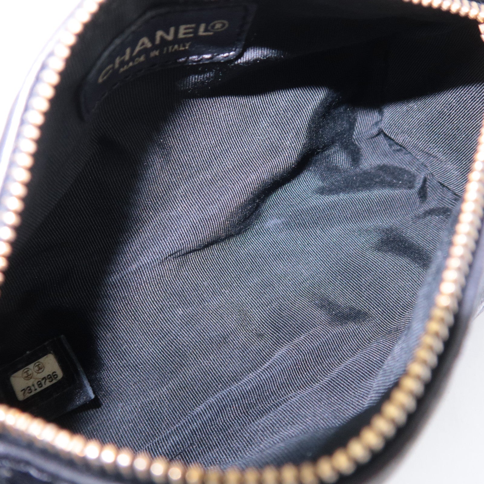 CHANEL Chocolate Bar Clutch Pouch Lambskin Black Gold HDW