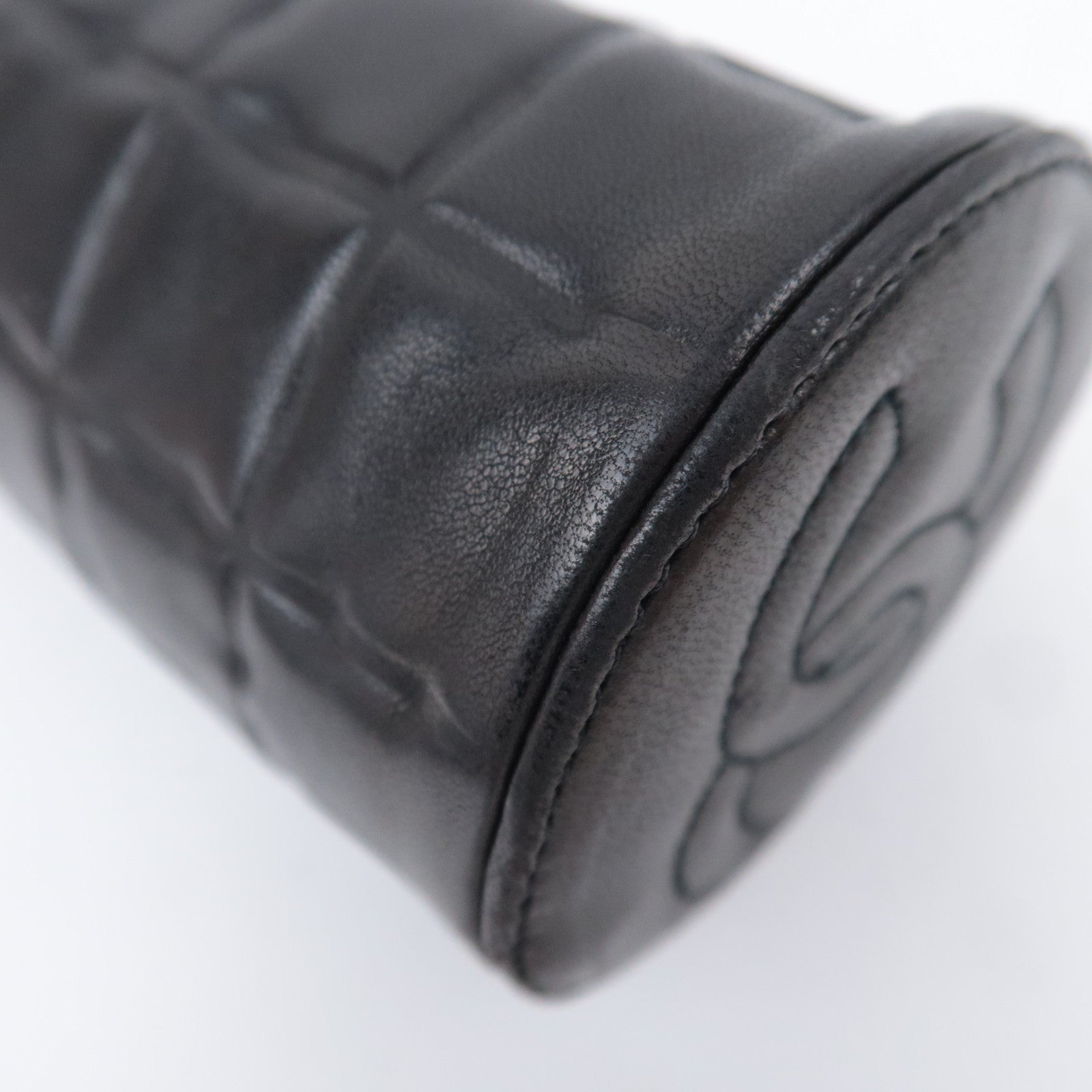 CHANEL Chocolate Bar Clutch Pouch Lambskin Black Gold HDW