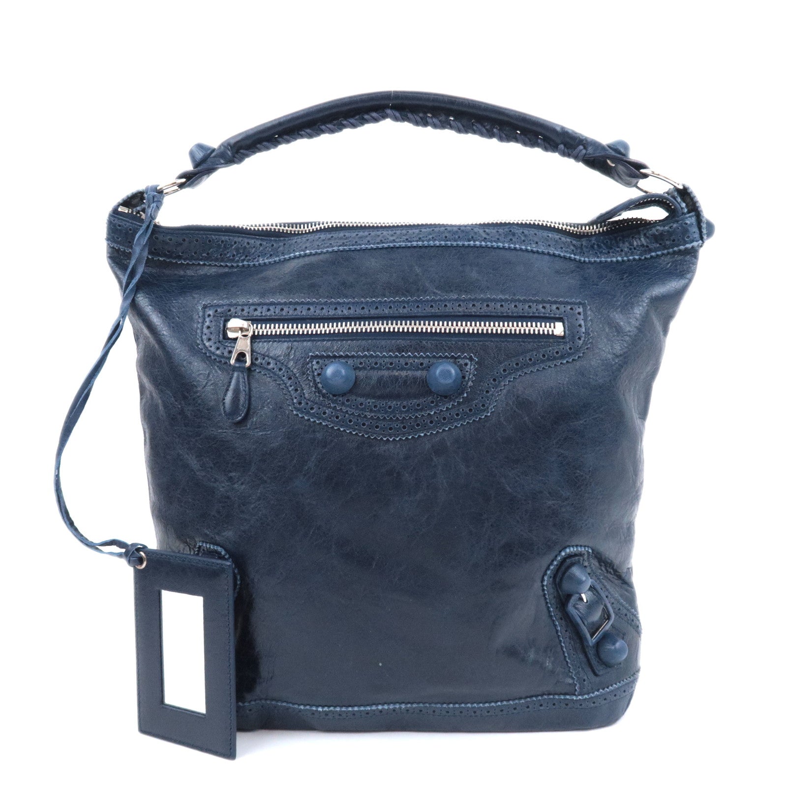 BALENCIAGA Leather Covered Giant Day Shoulder Bag Editors bag Navy 20452791368