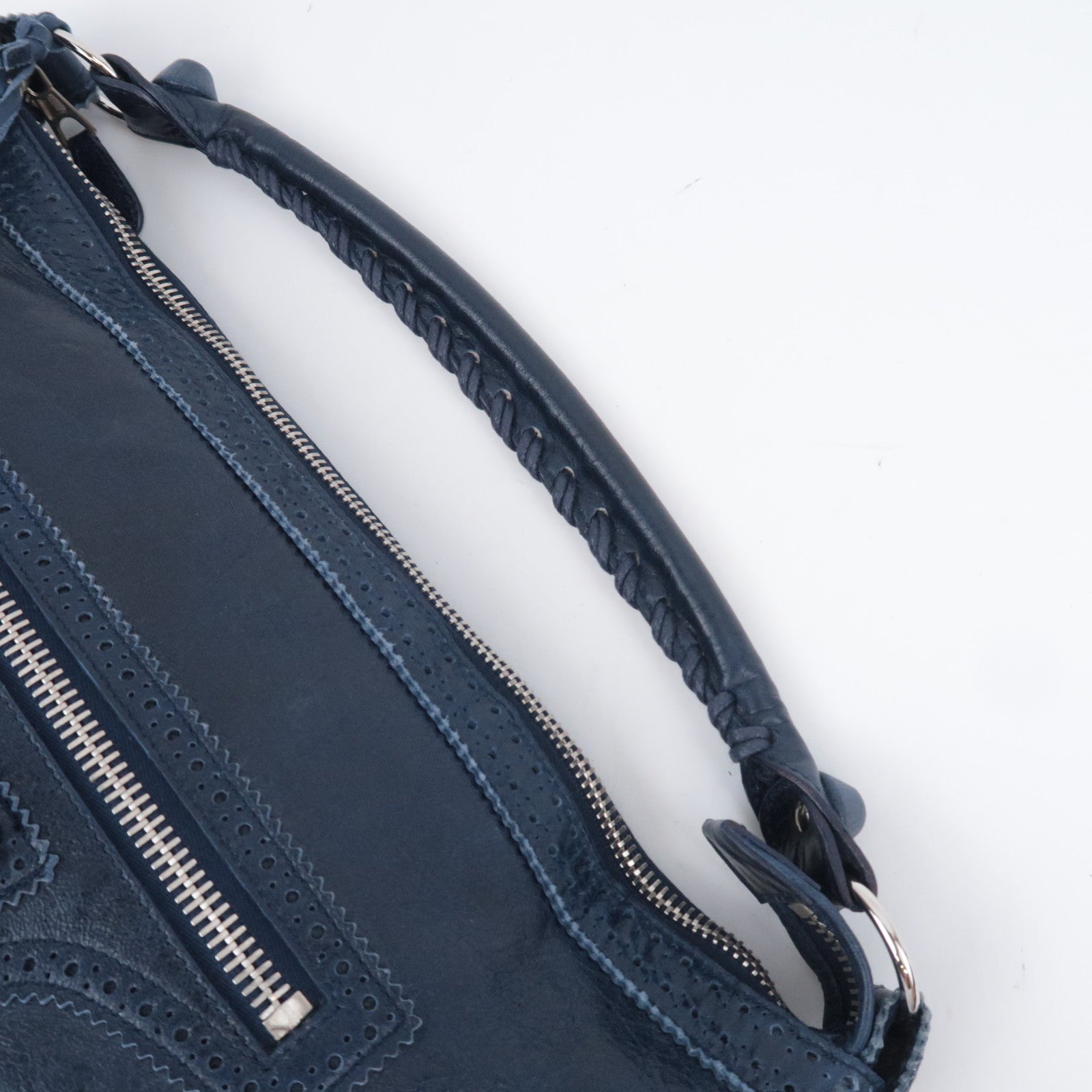 BALENCIAGA Leather Covered Giant Day Shoulder Bag Editors bag Navy 204527