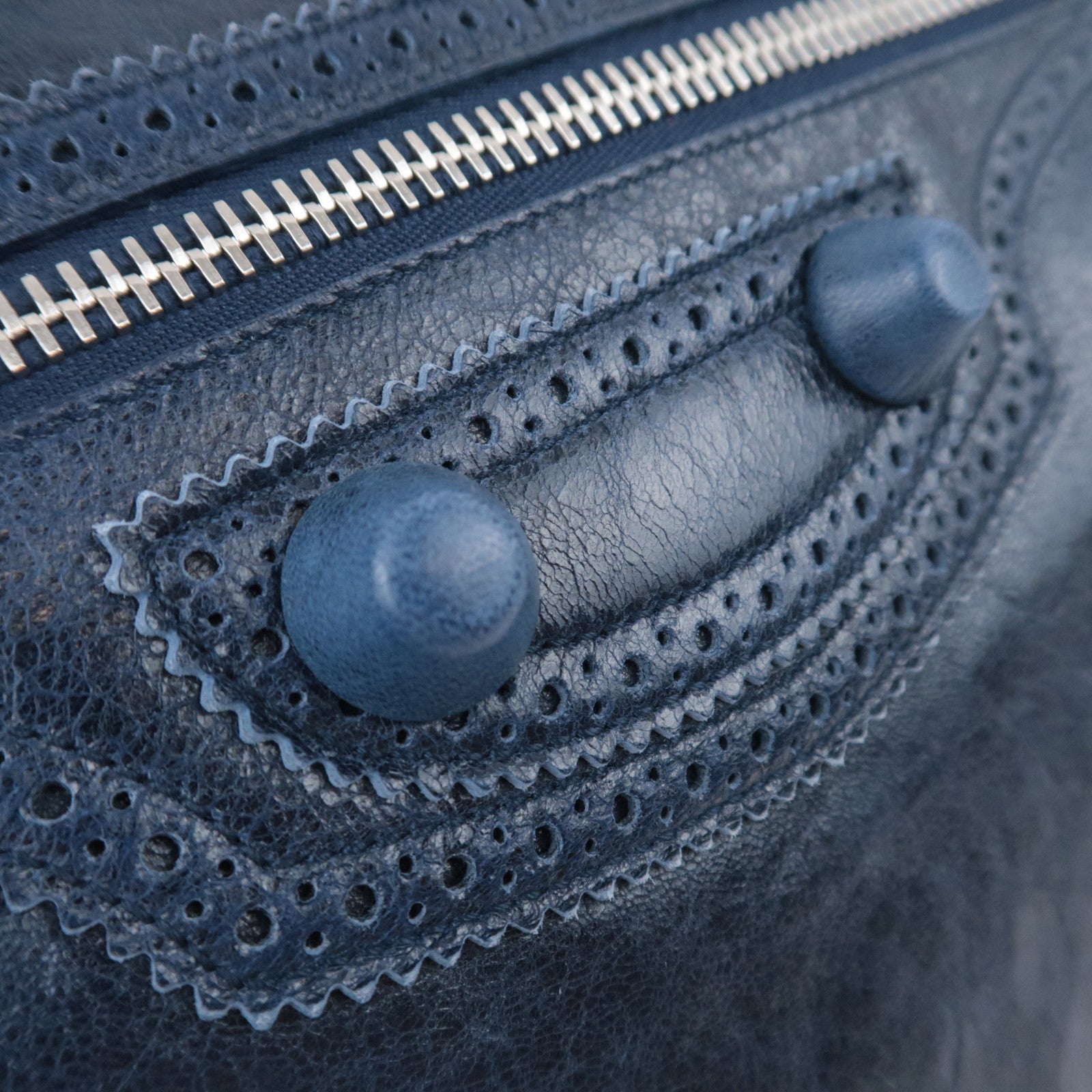 BALENCIAGA Leather Covered Giant Day Shoulder Bag Editors bag Navy 204527