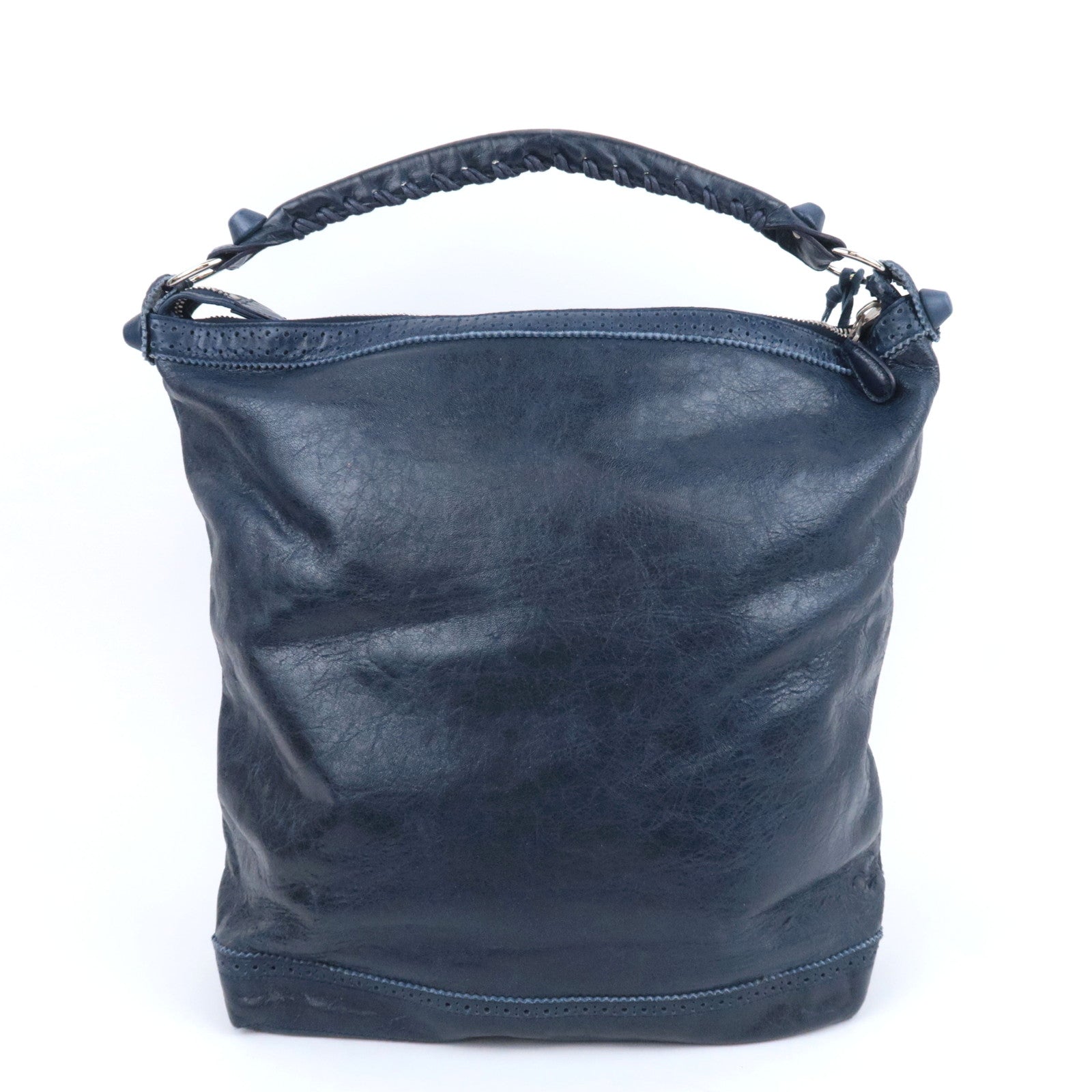 BALENCIAGA Leather Covered Giant Day Shoulder Bag Editors bag Navy 204527