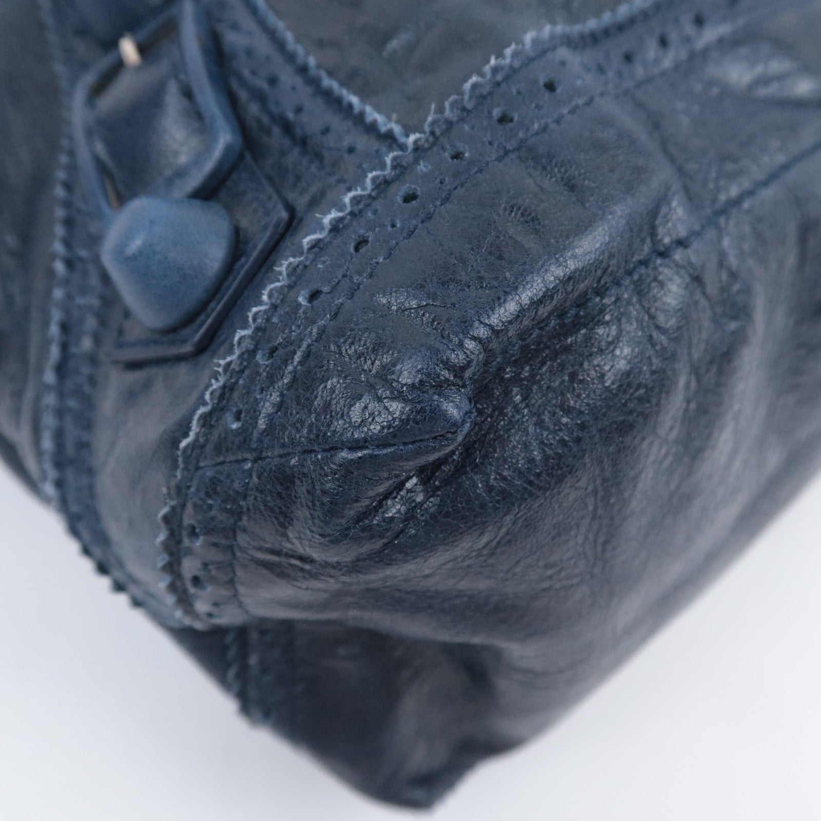 BALENCIAGA Leather Covered Giant Day Shoulder Bag Editors bag Navy 204527