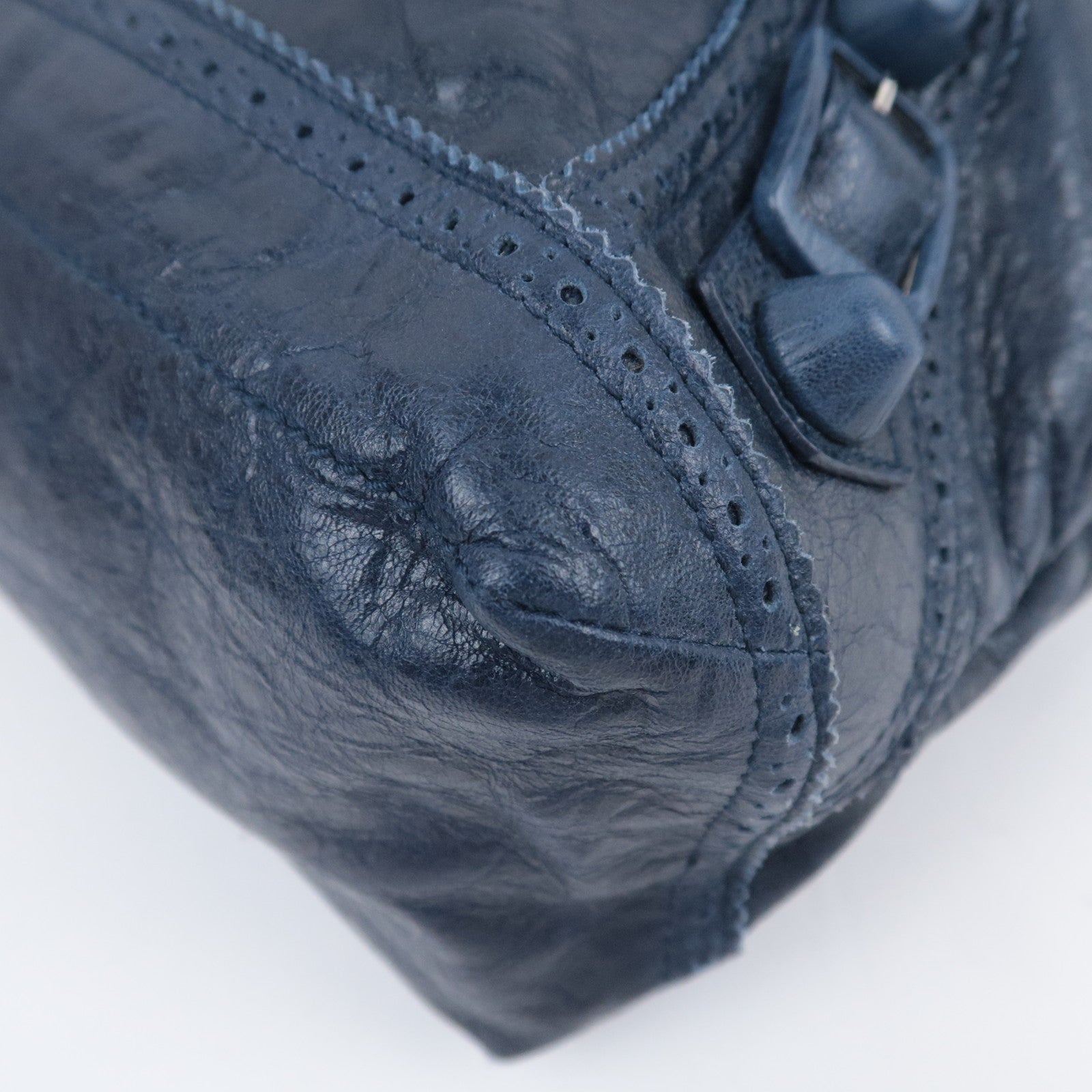 BALENCIAGA Leather Covered Giant Day Shoulder Bag Editors bag Navy 204527