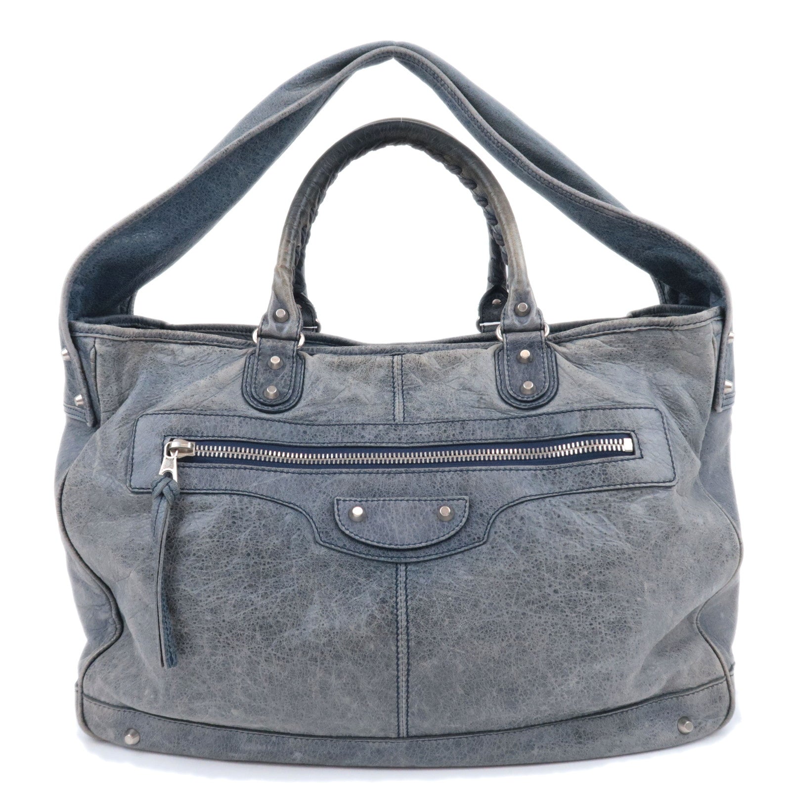 BALENCIAGA The Bridge 2Way Leather Shoulder Bag Gray 24147991371