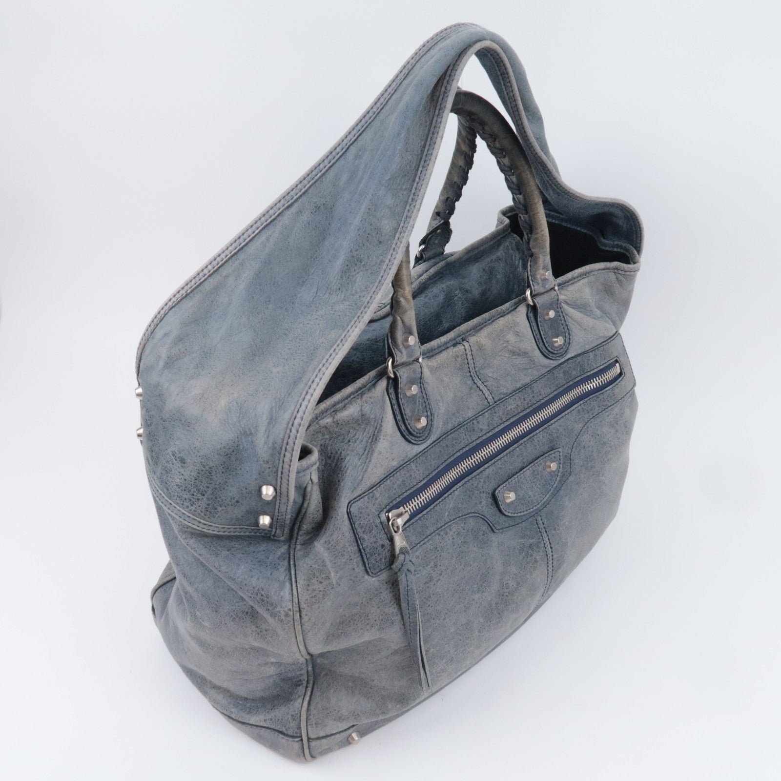 BALENCIAGA The Bridge 2Way Leather Shoulder Bag Gray 241479