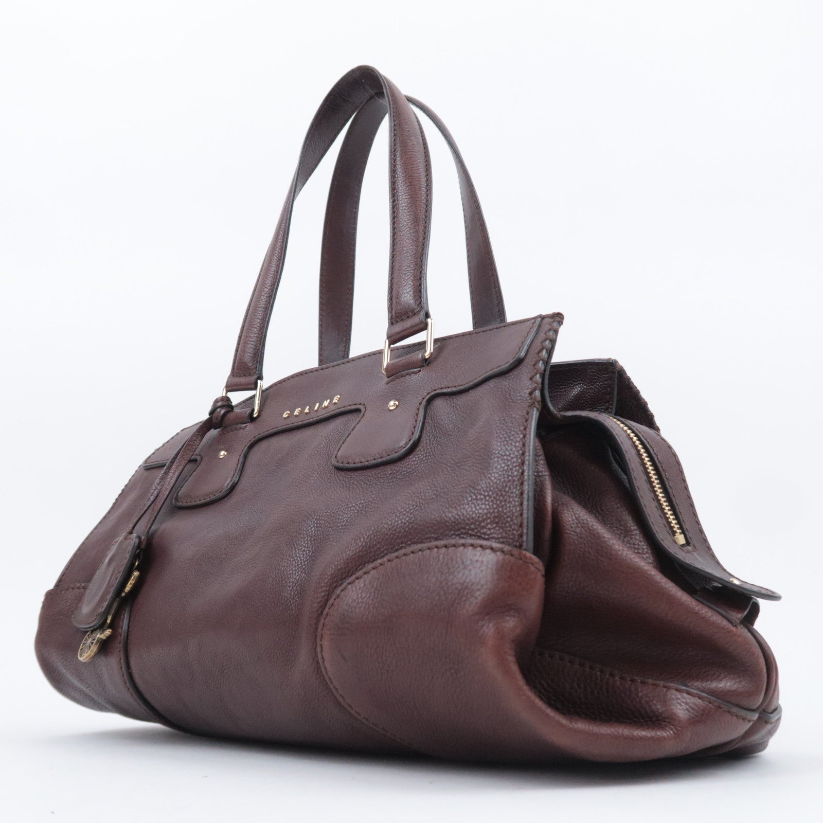 CELINE Leather Shoulder Bag Brown
