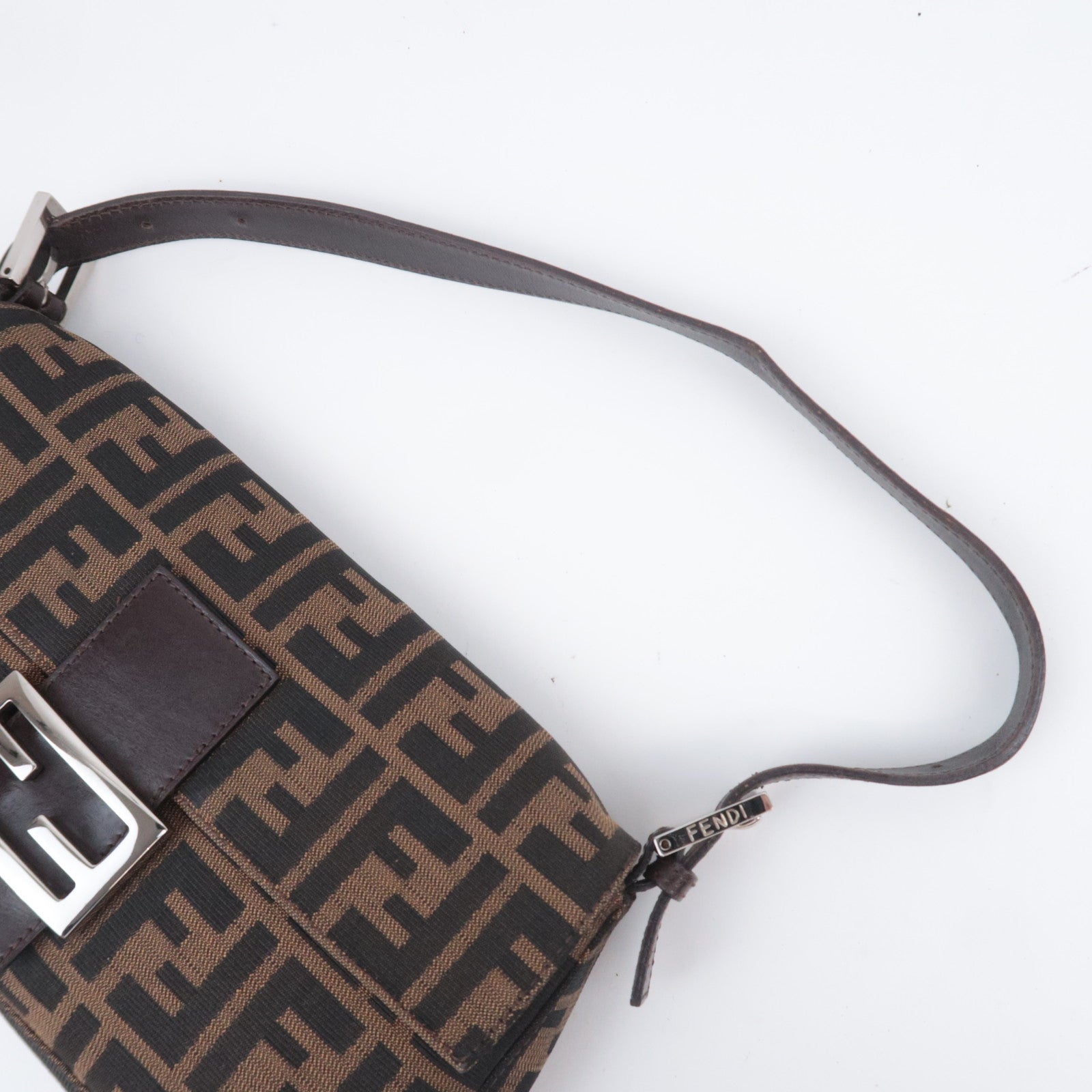 FENDI Zucca Mamma Baguette Shoulder Bag Brown Black 26424