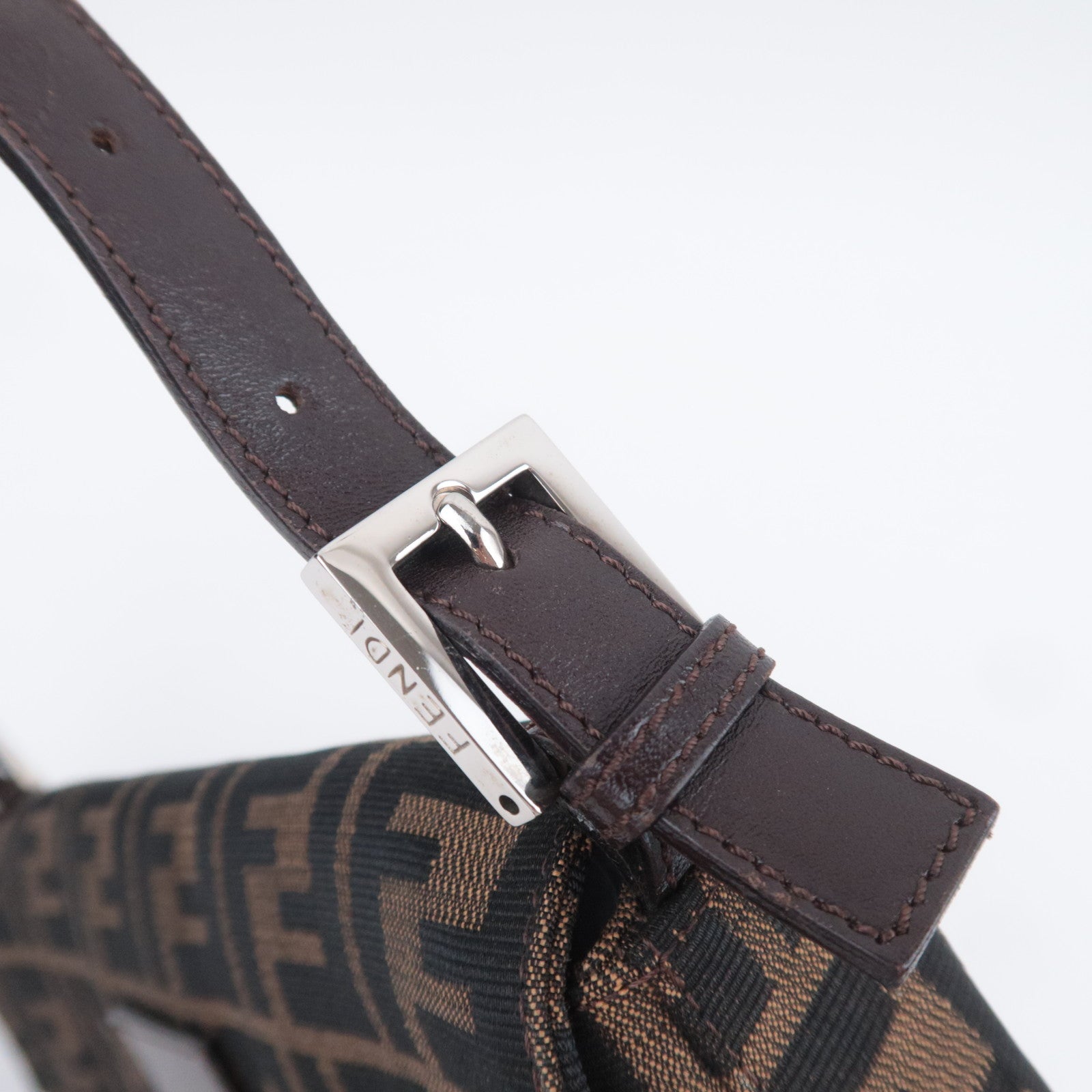 FENDI Zucca Mamma Baguette Shoulder Bag Brown Black 26424