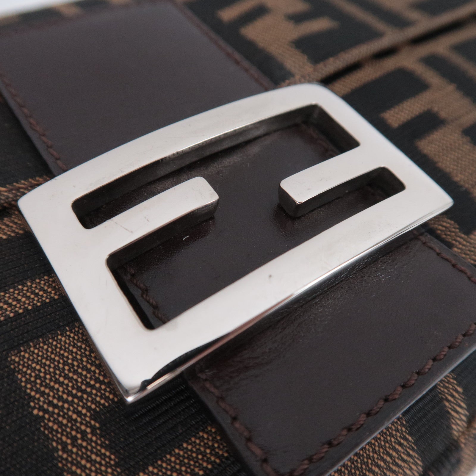 FENDI Zucca Mamma Baguette Shoulder Bag Brown Black 26424