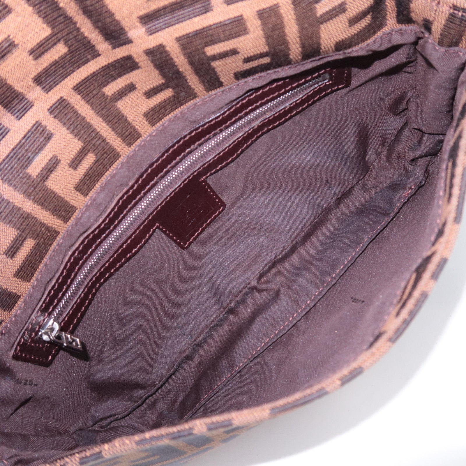 FENDI Zucca Mamma Baguette Shoulder Bag Brown Black 26424