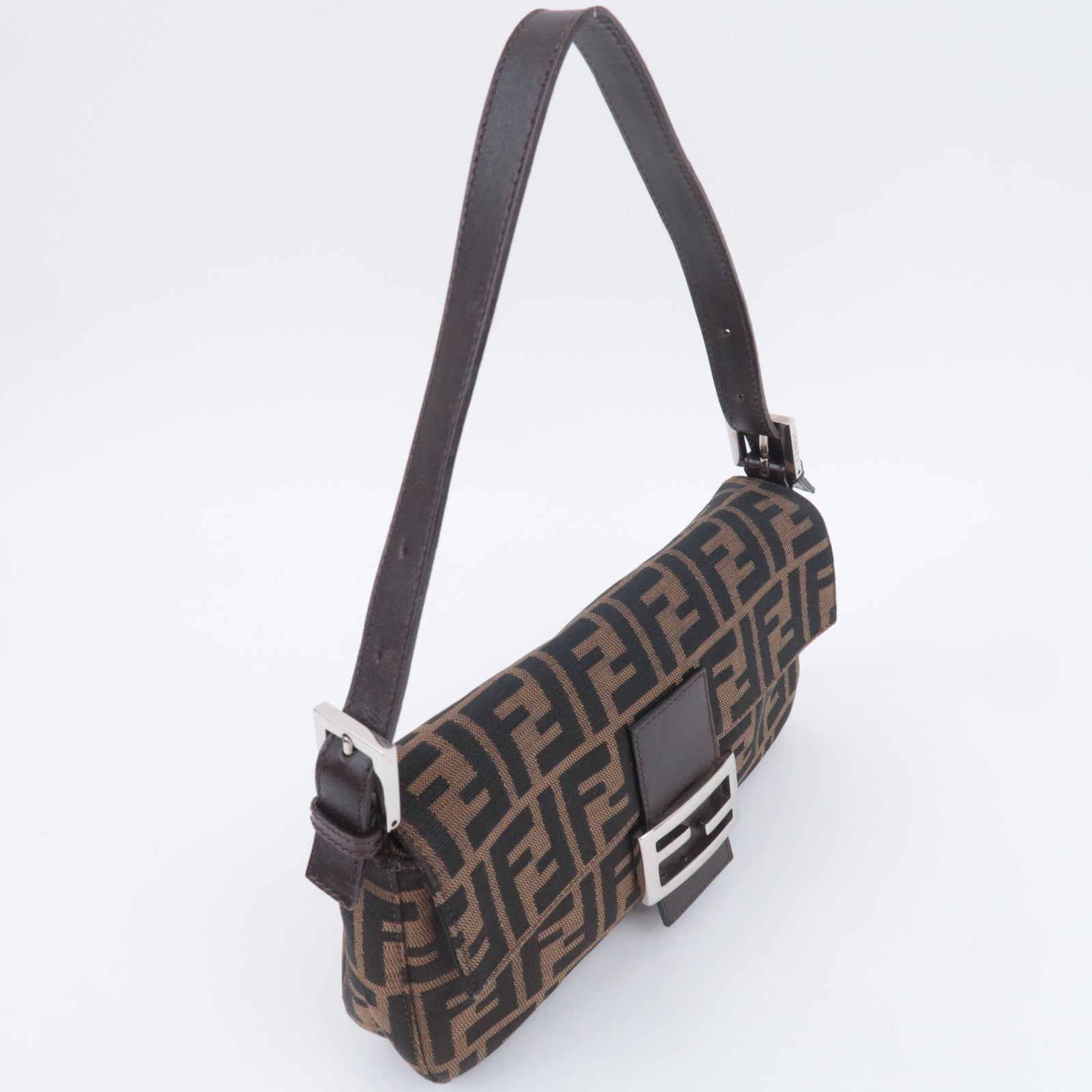FENDI Zucca Mamma Baguette Shoulder Bag Brown Black 26424