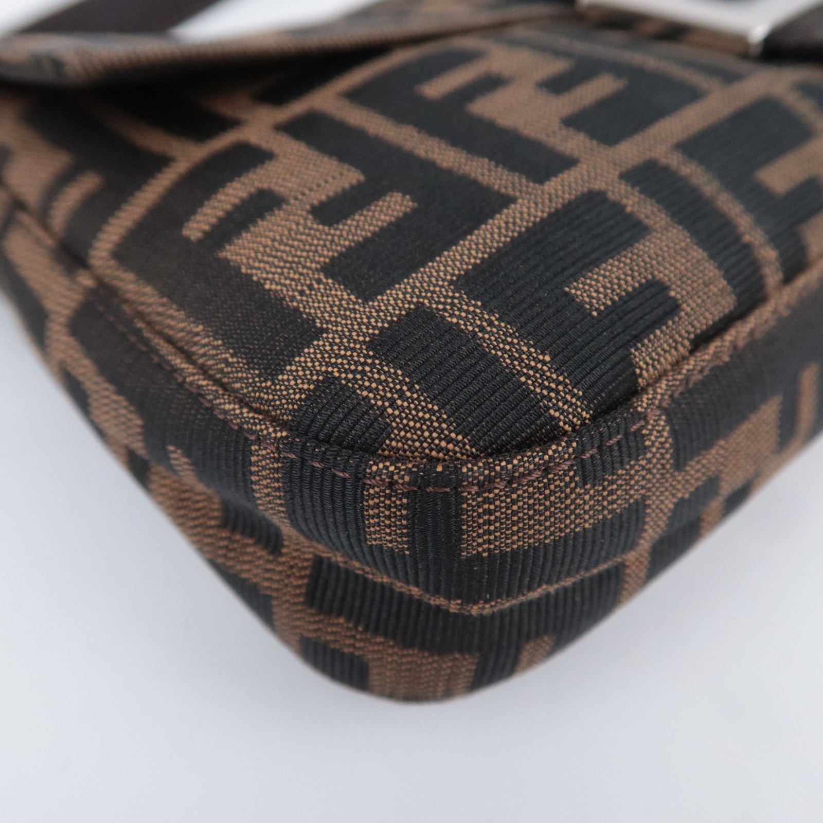 FENDI Zucca Mamma Baguette Shoulder Bag Brown Black 26424