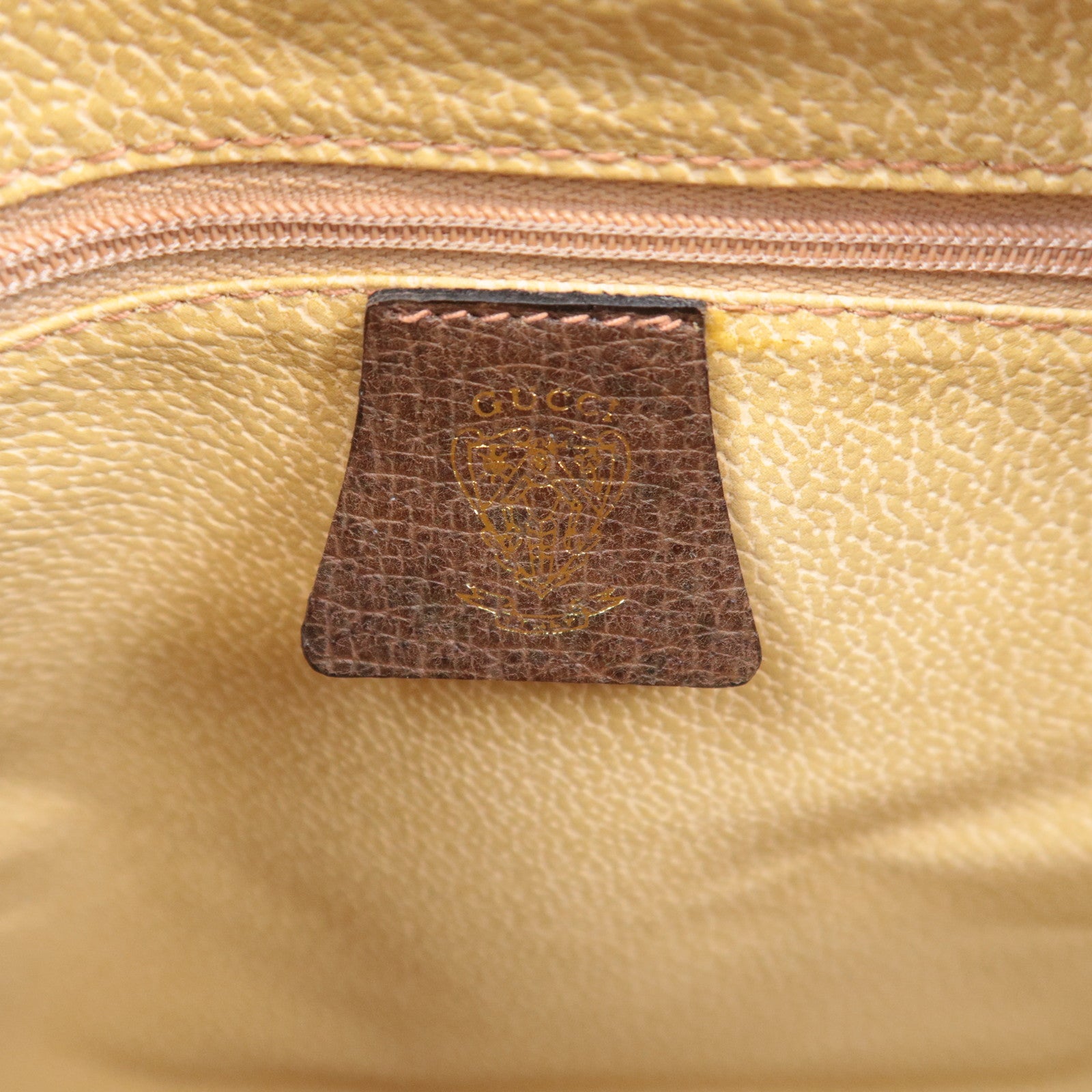 GUCCI Old Gucci Sherry GG Plus Boston Bag Beige Brown