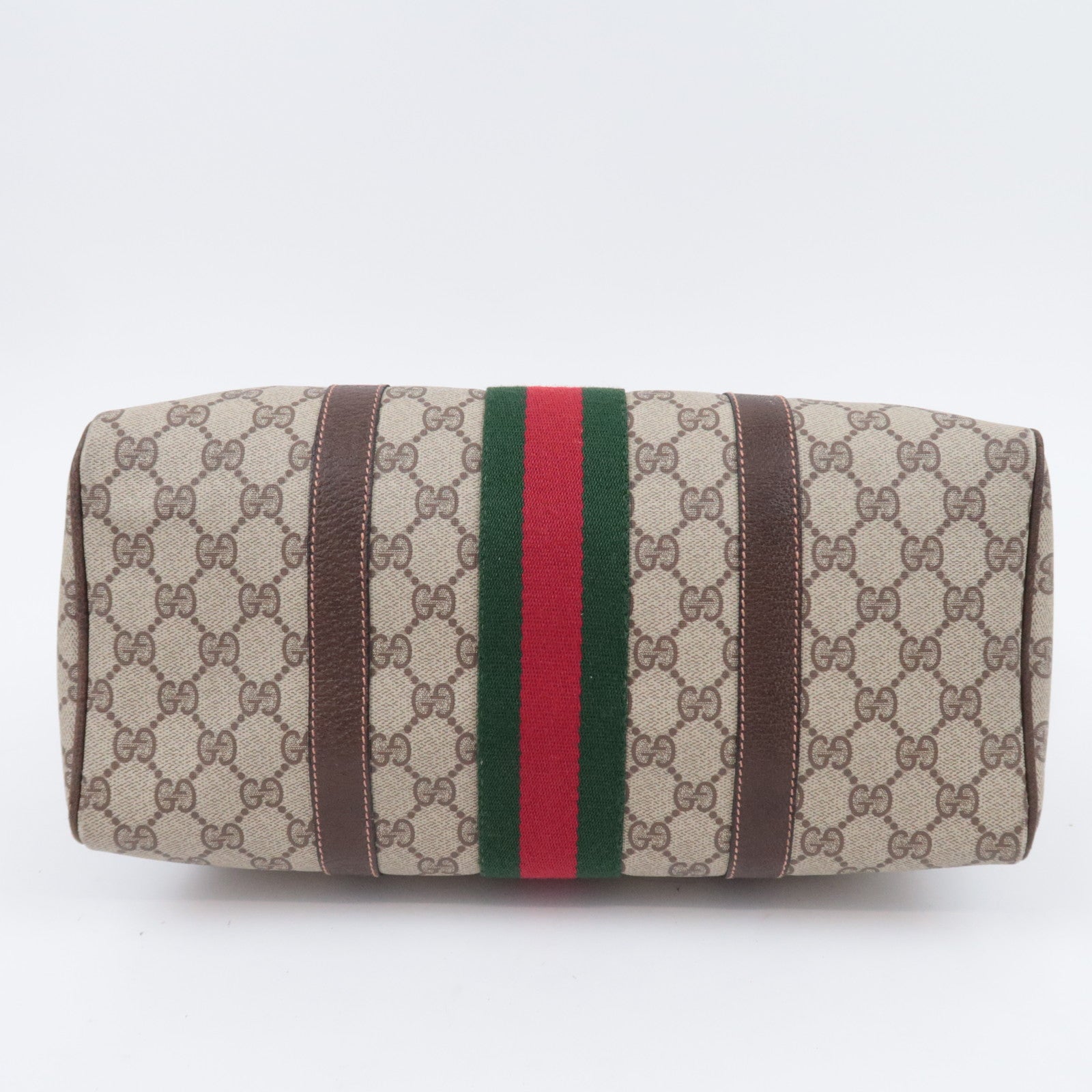 GUCCI Old Gucci Sherry GG Plus Boston Bag Beige Brown