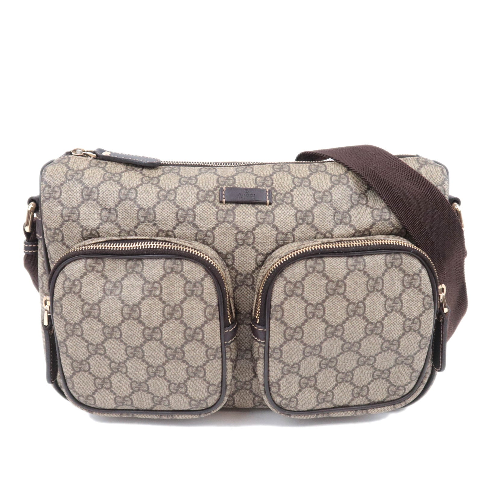 GUCCI Shoulder Bag GG Supreme Leather Beige Brown 24688191381