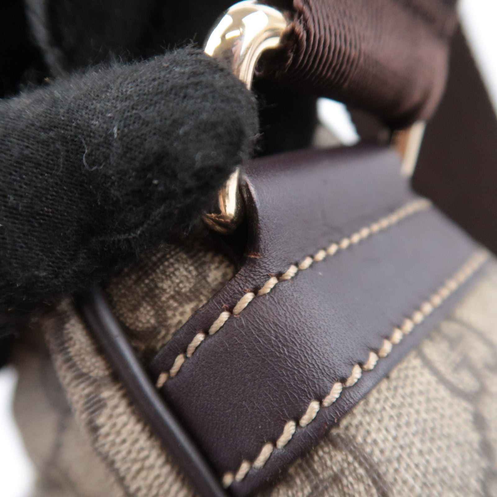 GUCCI Shoulder Bag GG Supreme Leather Beige Brown 246881