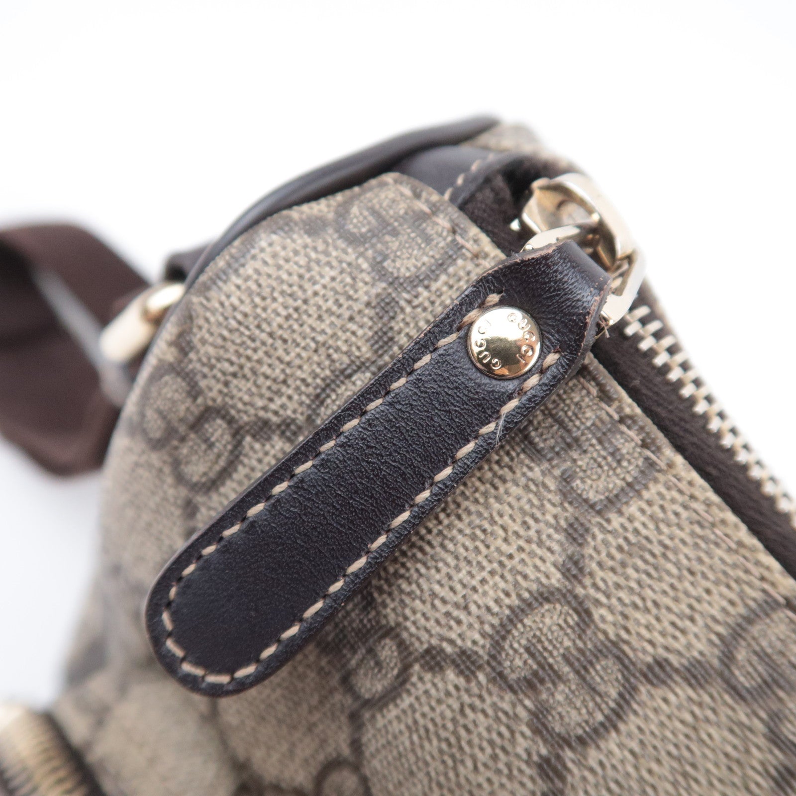 GUCCI Shoulder Bag GG Supreme Leather Beige Brown 246881
