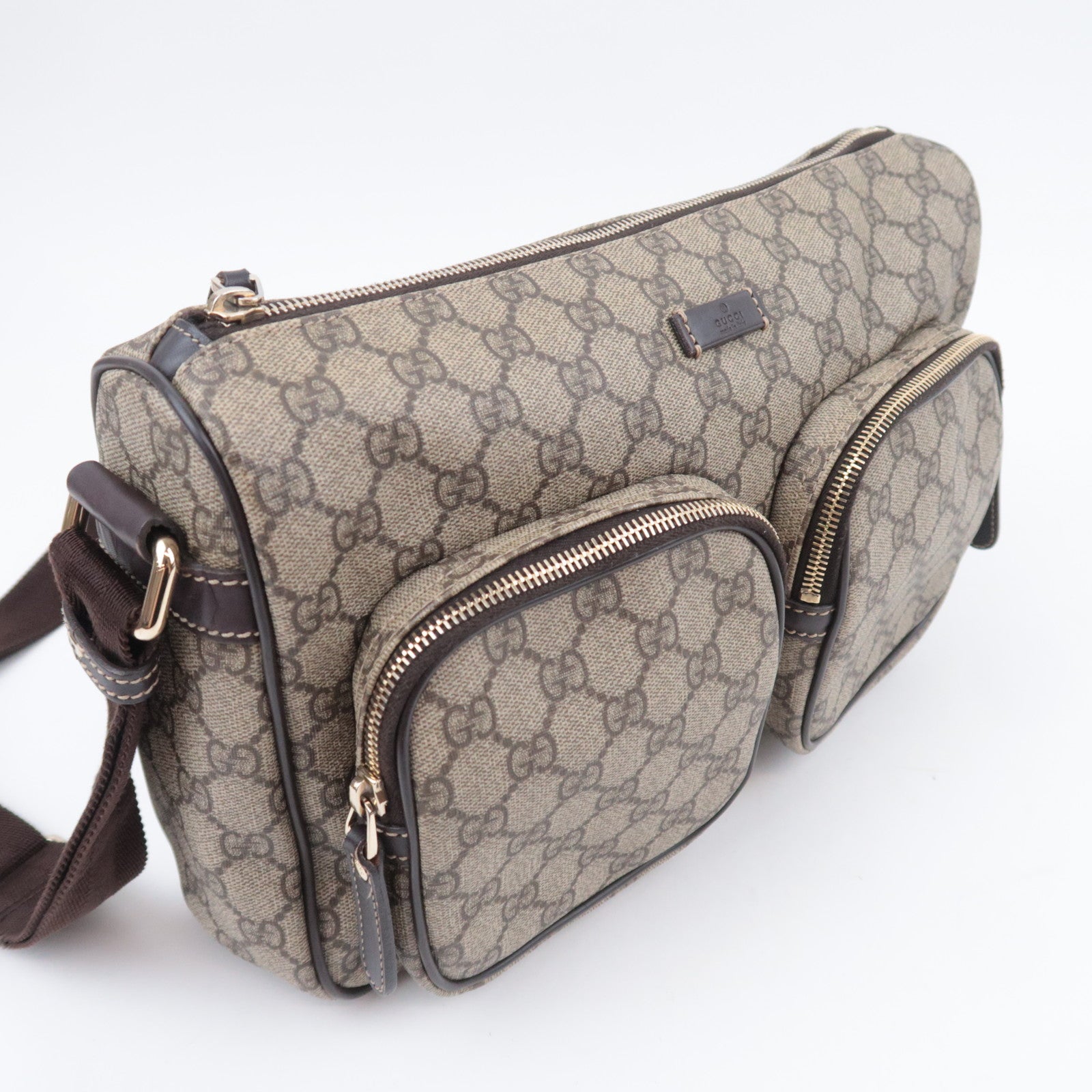 GUCCI Shoulder Bag GG Supreme Leather Beige Brown 246881