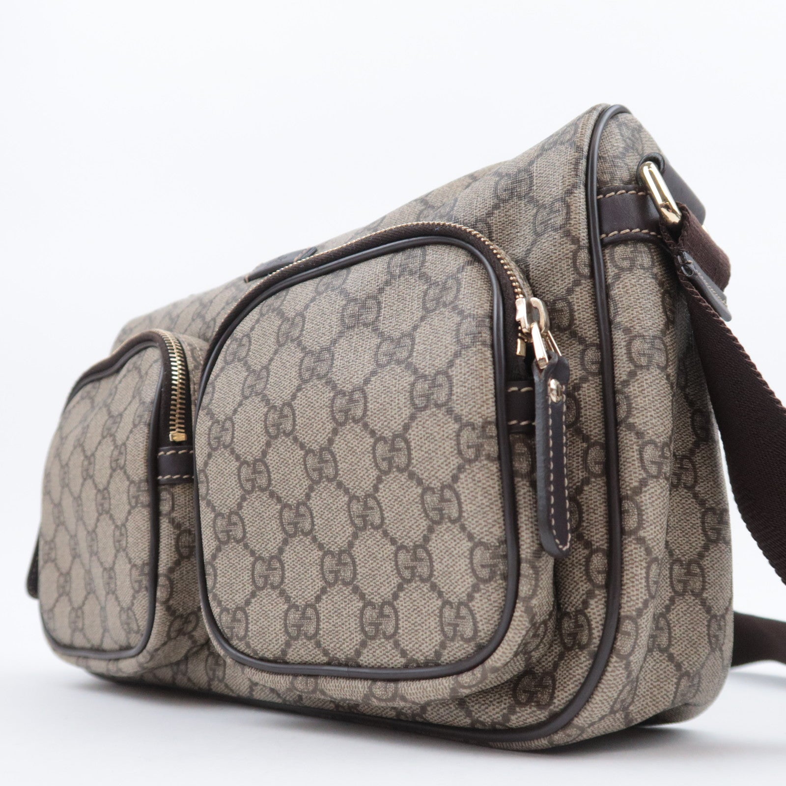 GUCCI Shoulder Bag GG Supreme Leather Beige Brown 246881